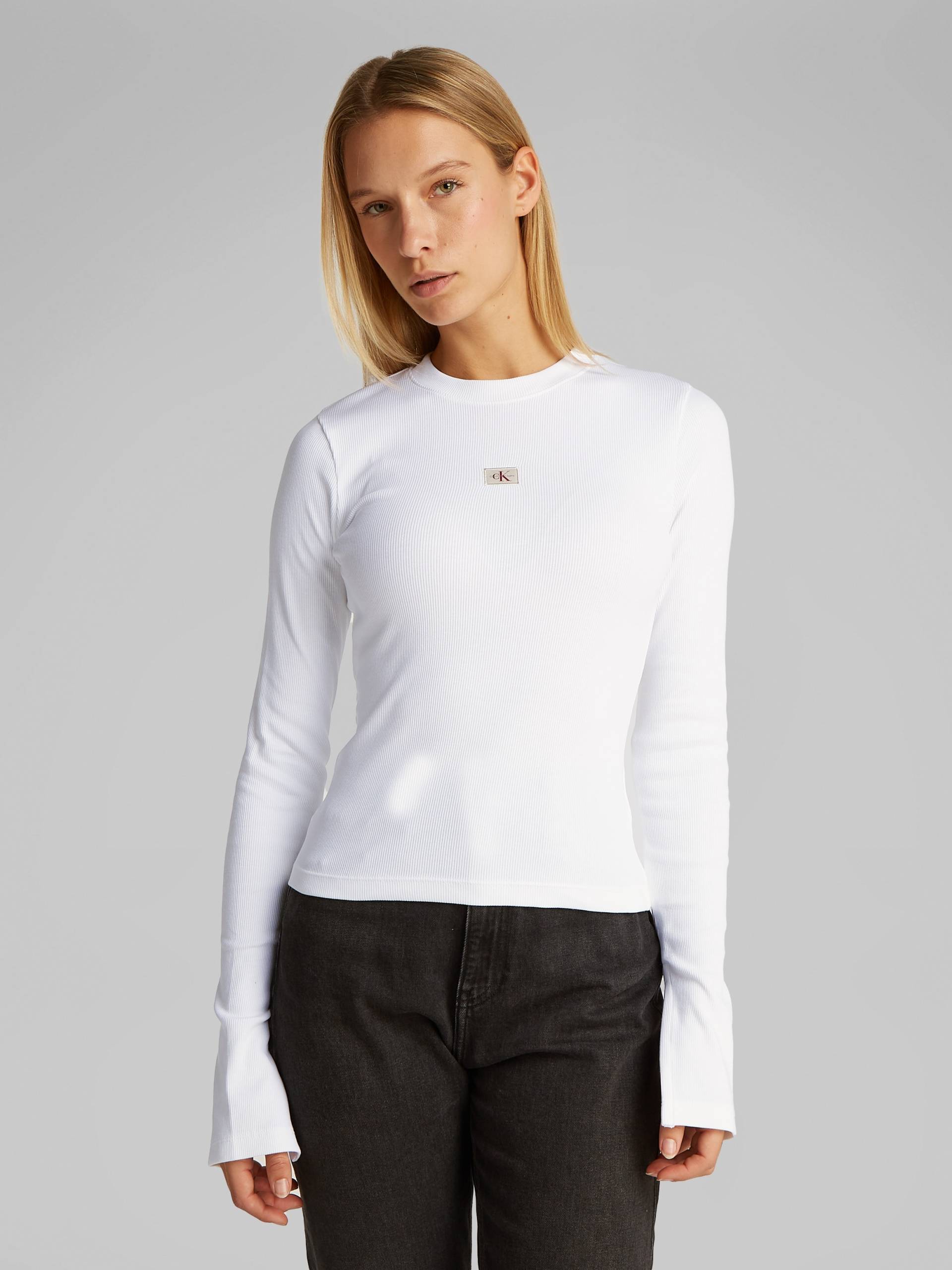 Calvin Klein Jeans Longtop »WOVEN LABEL RIB LS TOP«, mit Logodruck Calvin Klein Jeans Longtop »WOVEN LABEL RIB LS TOP«, mit Logodruck von Calvin Klein Jeans