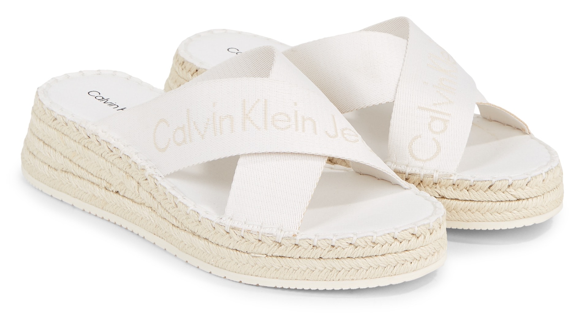 Calvin Klein Jeans Pantolette »SPORTY WEDGE ROPE SANDAL MR«, Keilabsatz, Sommerschuh, Schlappen mit Bastbesatz an der Laufsohle von Calvin Klein Jeans