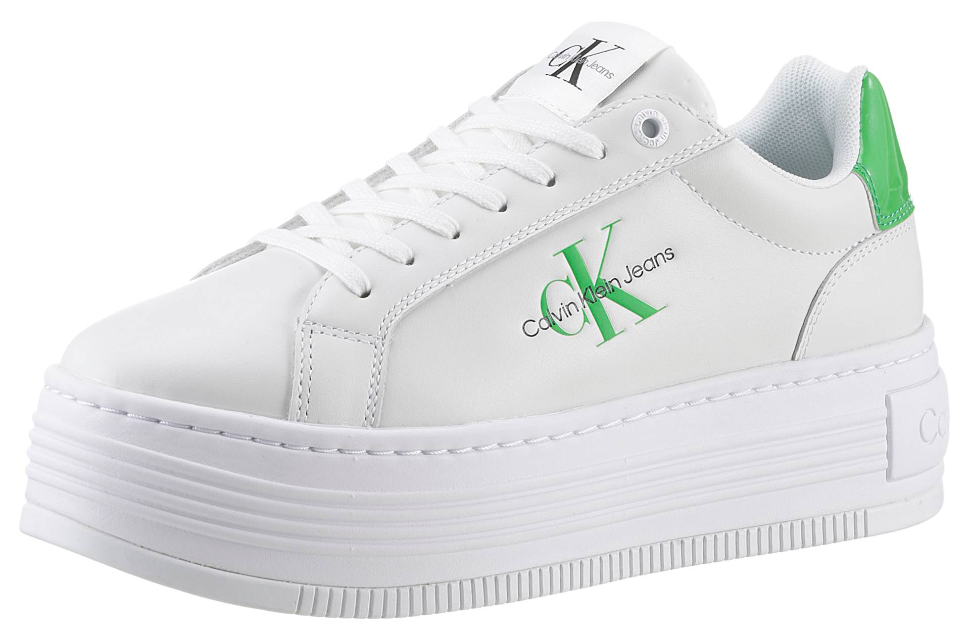 Calvin Klein Jeans Plateausneaker »BOLD PLATF LOW LACE LTH ML MET«, mit modischem Farbakzent, Freizeitschuh, Halbschuh, Schnürschuh von Calvin Klein Jeans