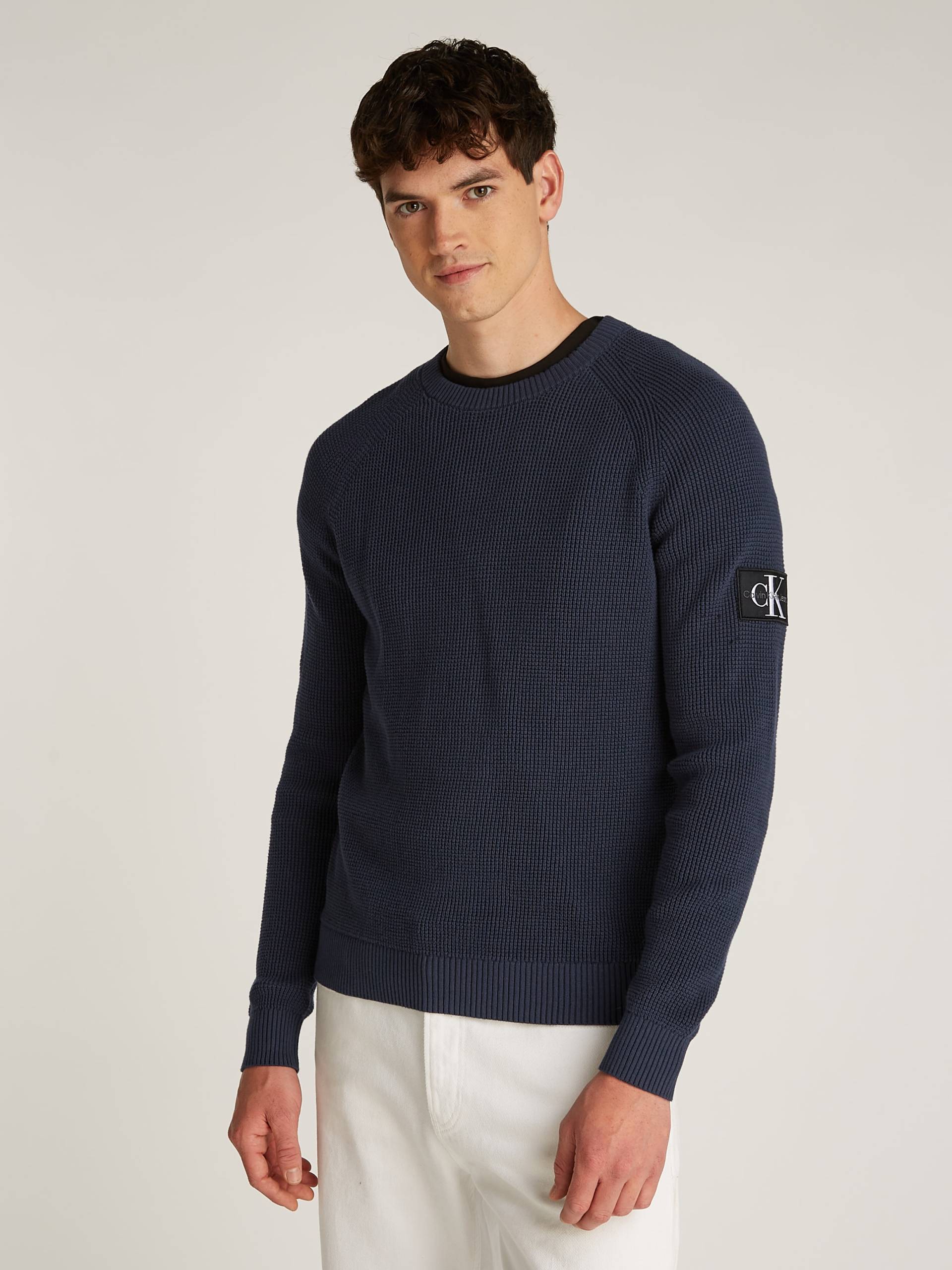 Calvin Klein Jeans Rundhalspullover »BADGE EASY SWEATER«, mit Logopatch von Calvin Klein Jeans