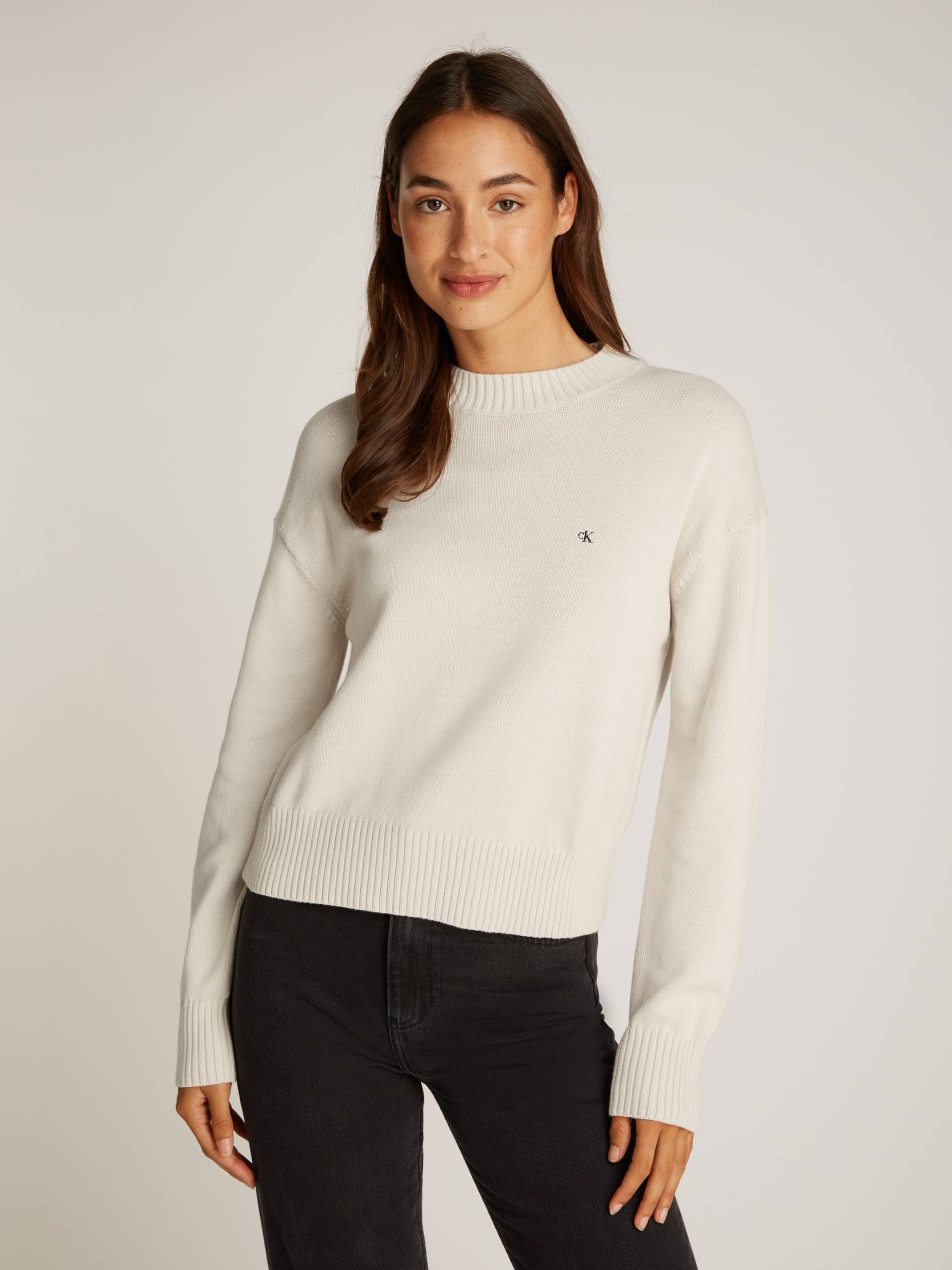 Calvin Klein Jeans Rundhalspullover »MONOGRAM EMBRO CREWNECK SWEATER«, mit Logostickerei von Calvin Klein Jeans