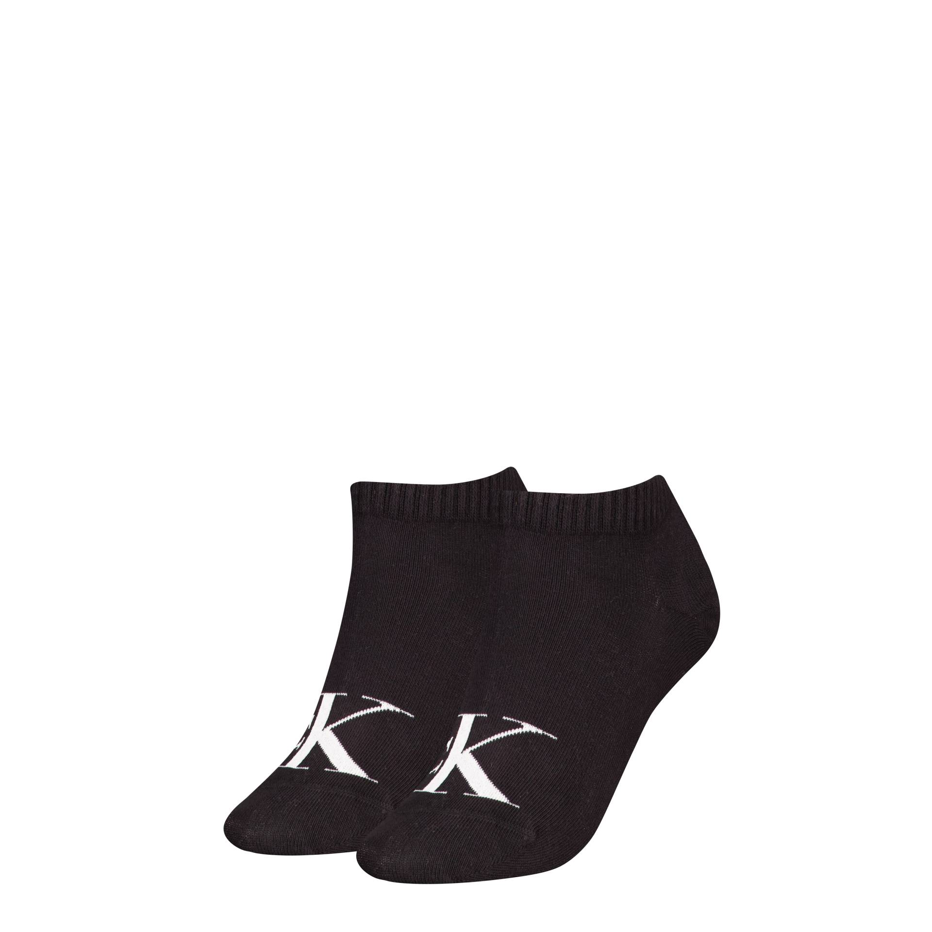 Calvin Klein Jeans Sneakersocken »CKJ WOMEN SNEAKER 2P MONOGRAM«, (2 Paar), Rippenbündchen, Logostickerei vorn von Calvin Klein Jeans