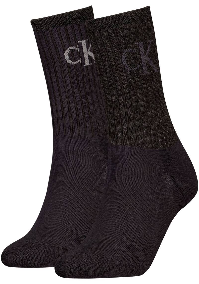 Calvin Klein Jeans Socken »CKJ WOMEN SOCK 2P GLOSSY RIB«, (2 Paar, 2 Paar), mit Logostickerei von Calvin Klein Jeans