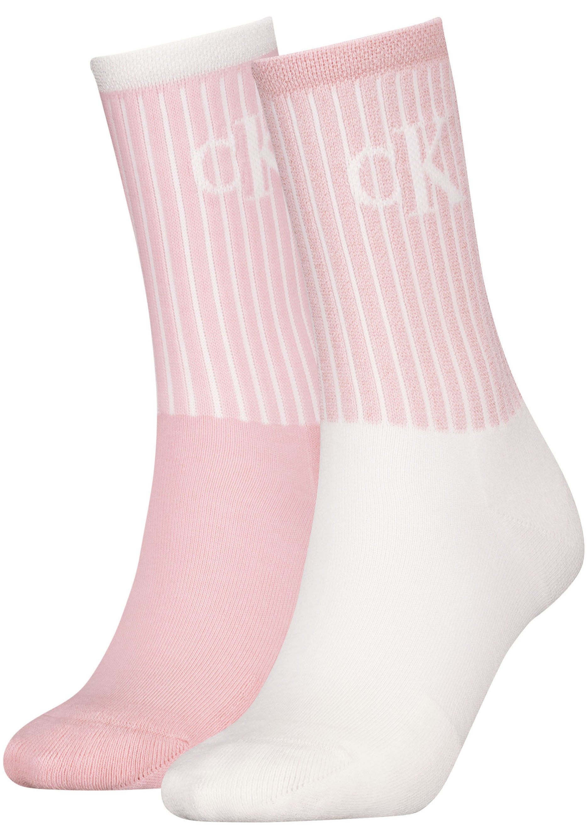 Calvin Klein Jeans Socken »CKJ WOMEN SOCK 2P GLOSSY RIB«, (2 Paar, 2 Paar), mit Logostickerei von Calvin Klein Jeans