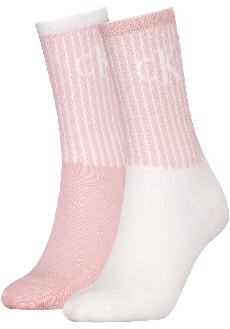 Calvin Klein Jeans Socken »CKJ WOMEN SOCK 2P GLOSSY RIB«, (2 Paar, 2 Paar), mit Logostickerei von Calvin Klein Jeans
