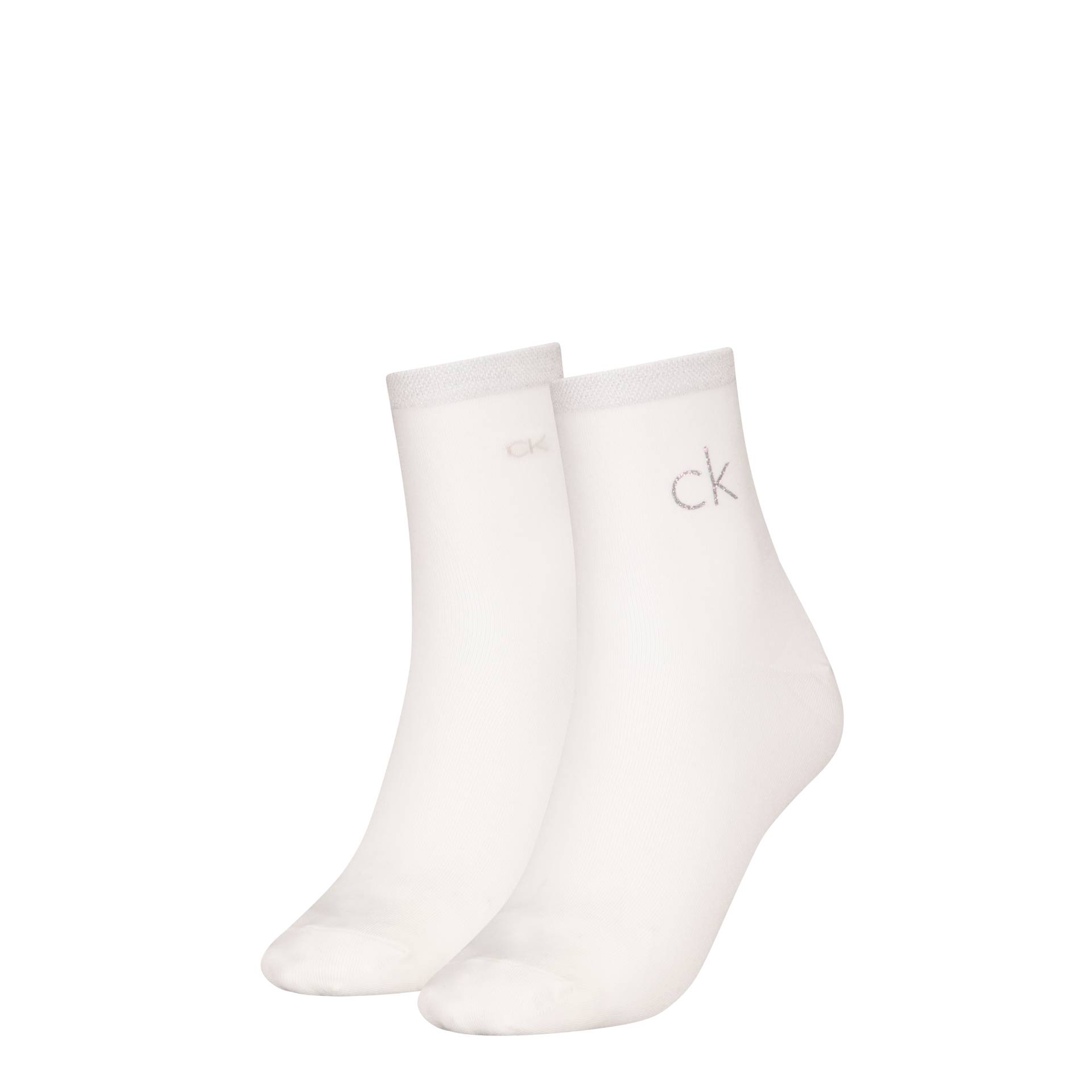 Calvin Klein Jeans Socken »CK WOMEN SHORT SOCK 2P SHINY LOGO«, (2 Paar), 1x mit Glitzer-Logo von Calvin Klein Jeans