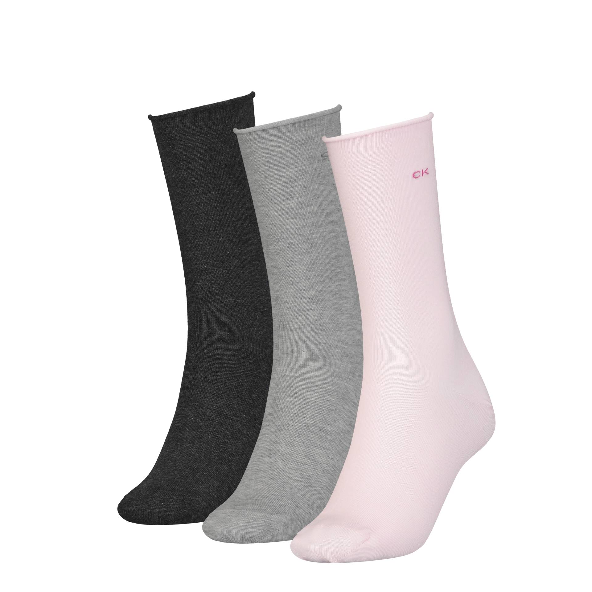 Calvin Klein Jeans Socken »CK WOMEN SOCK 3P ROLL TOP«, (3 Paar), Mit kleinem Rollrand von Calvin Klein Jeans