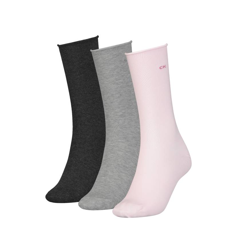 Calvin Klein Jeans Socken »CK WOMEN SOCK 3P ROLL TOP«, (3 Paar), Mit kleinem Rollrand, Einheitsgrösse passend von Gr. 37-41 von Calvin Klein Jeans