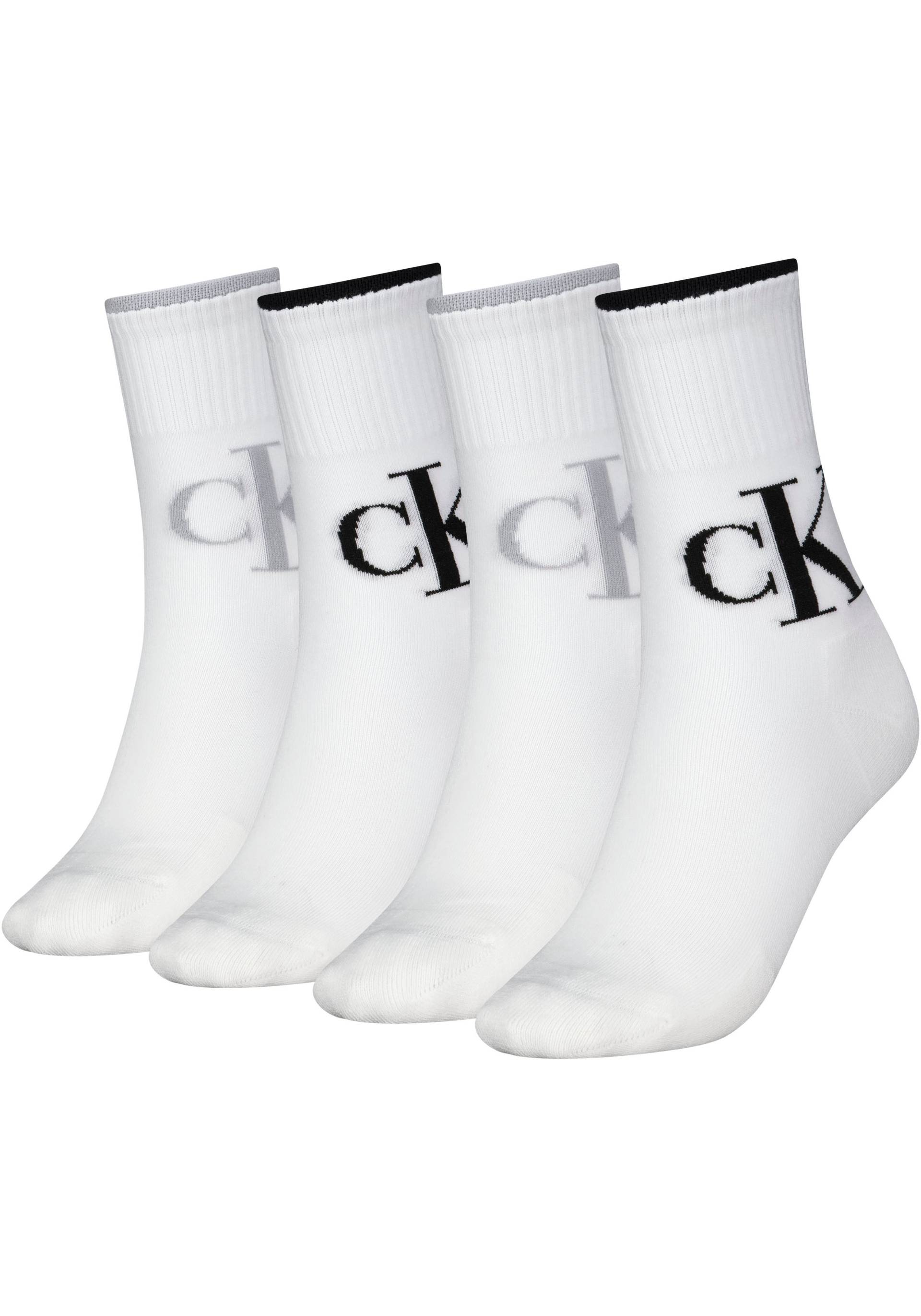 Calvin Klein Jeans Sportsocken »CKJ WOMEN SOCK 4P LOGO«, (Packung, 4 Paar), Mit Kontrastnaht am Bündchen von Calvin Klein Jeans