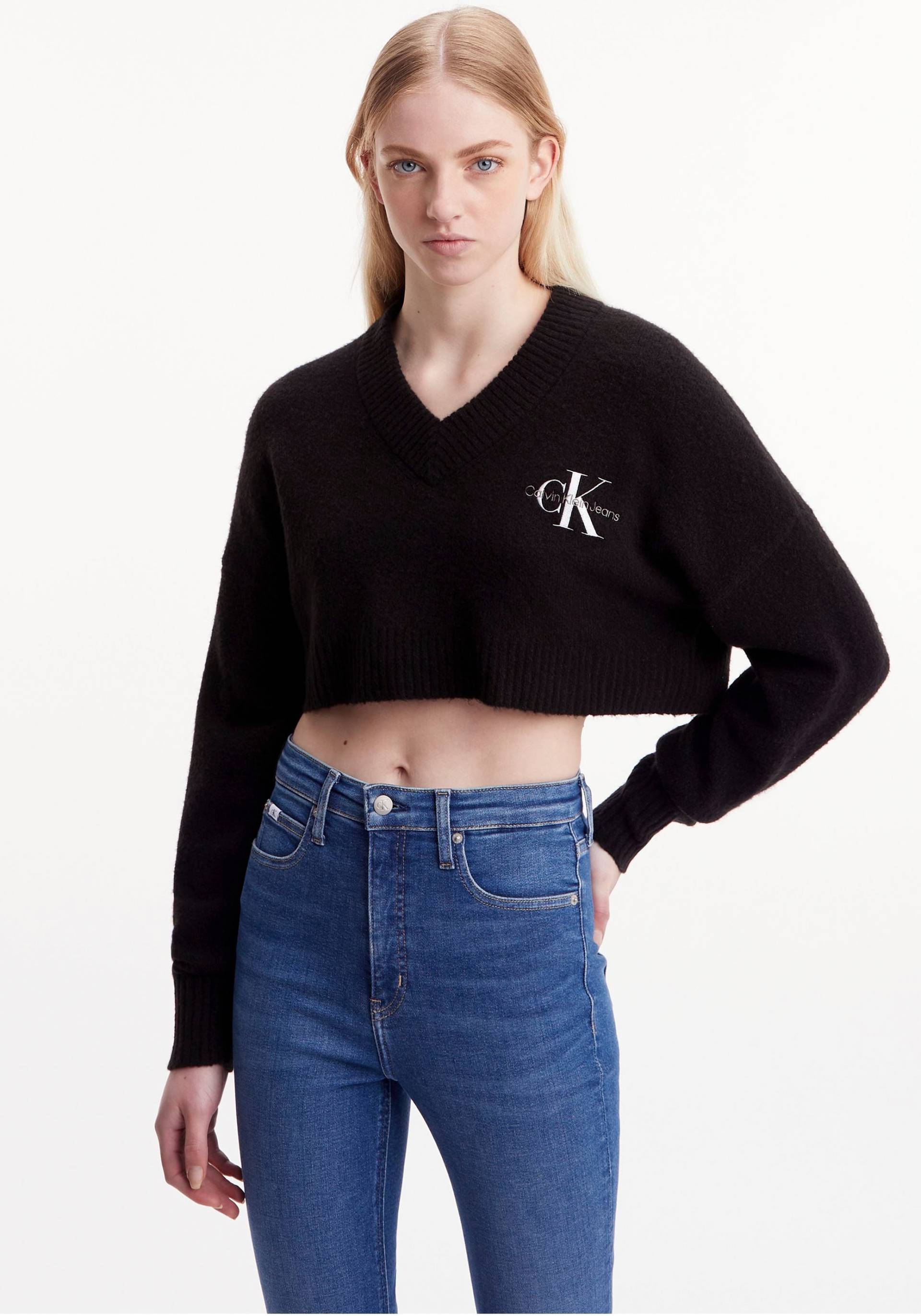 Calvin Klein Jeans Strickpullover »CROPPED V-NECK SWEATER« von Calvin Klein Jeans