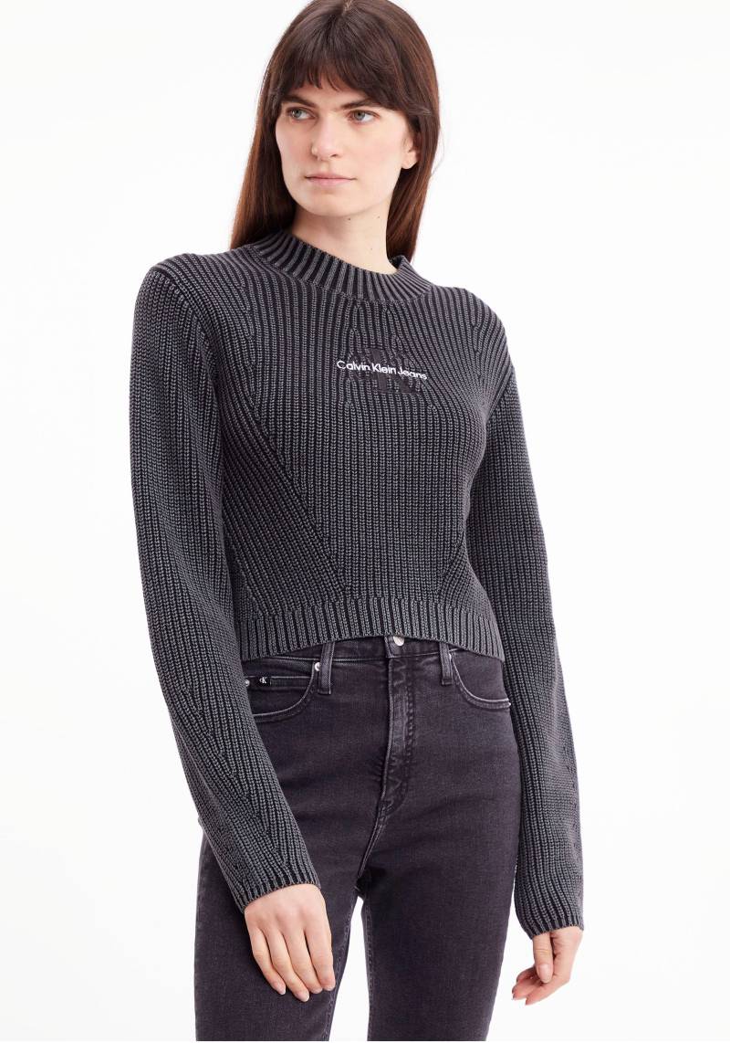 Calvin Klein Jeans Strickpullover »WASHED MONOLOGO SWEATER«, mit Logostickerei vorne auf der Brust von Calvin Klein Jeans