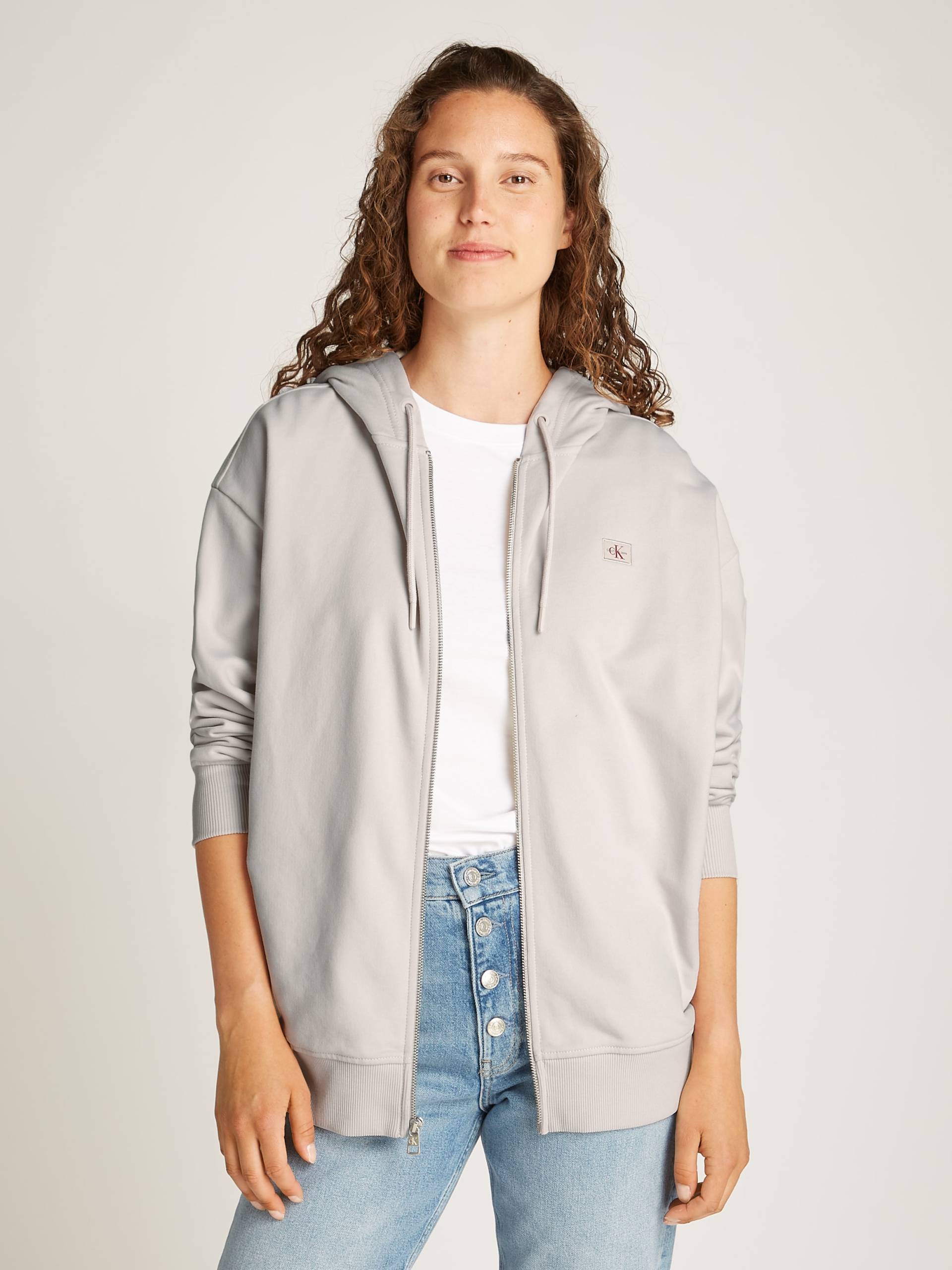 Calvin Klein Jeans Sweatjacke »WOVEN LABEL ZIP-THROUGH«, mit Logo-Label von Calvin Klein Jeans