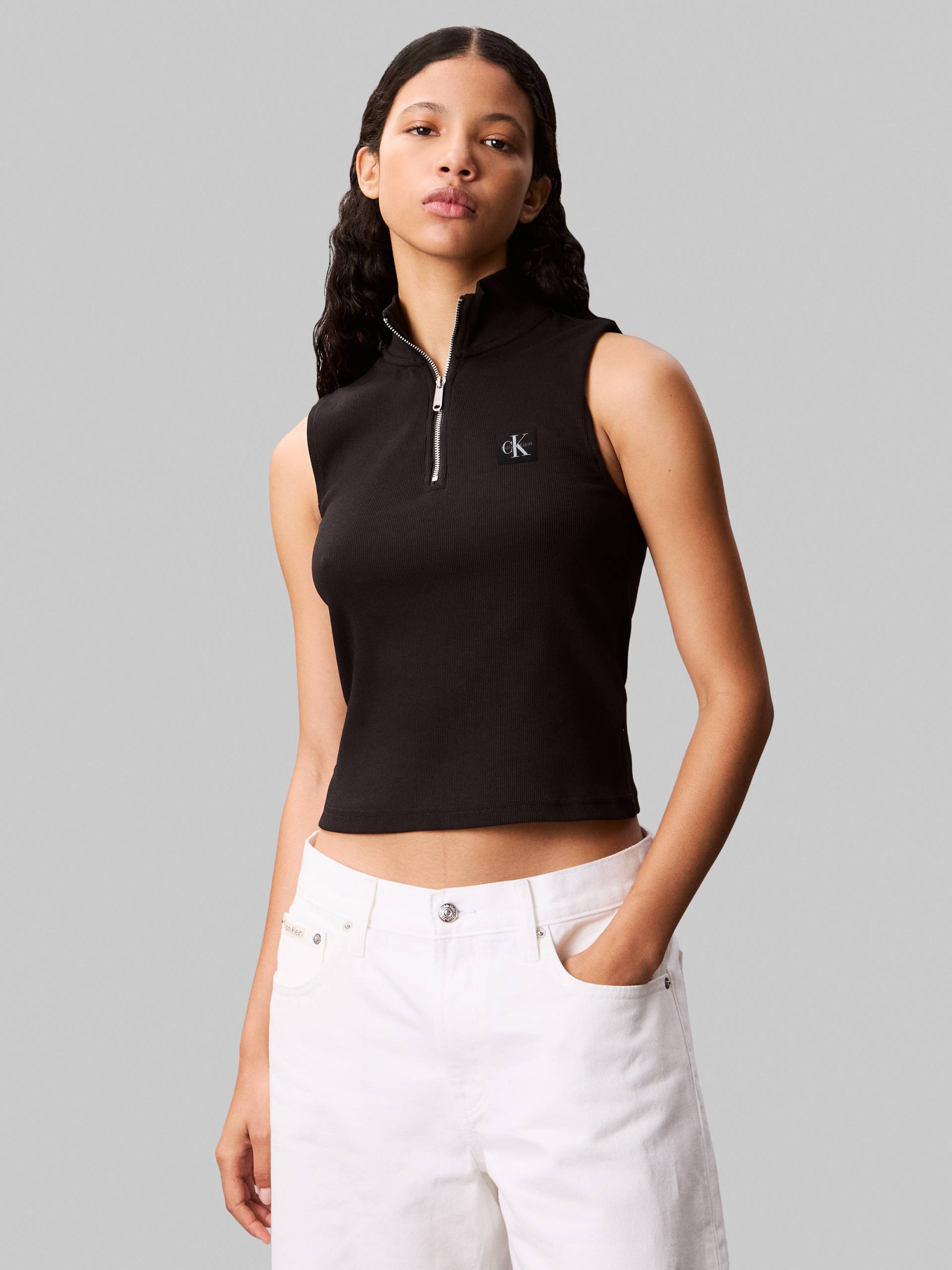 Calvin Klein Jeans Tanktop »A- WOVEN LABEL SL QZ TOP«, Mit Rundhalsausschnitt von Calvin Klein Jeans