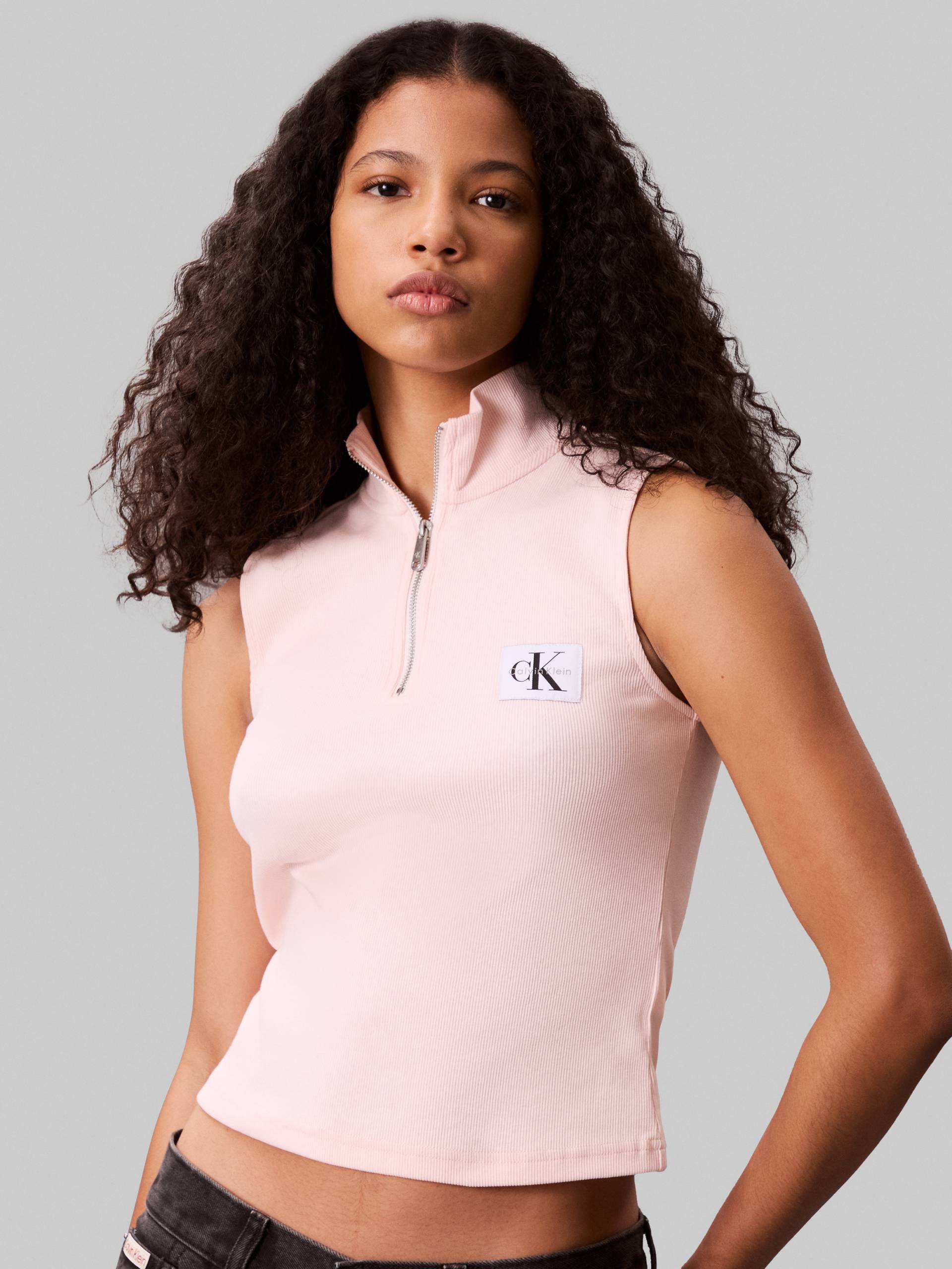 Calvin Klein Jeans Tanktop »A- WOVEN LABEL SL QZ TOP«, Mit Rundhalsausschnitt von Calvin Klein Jeans