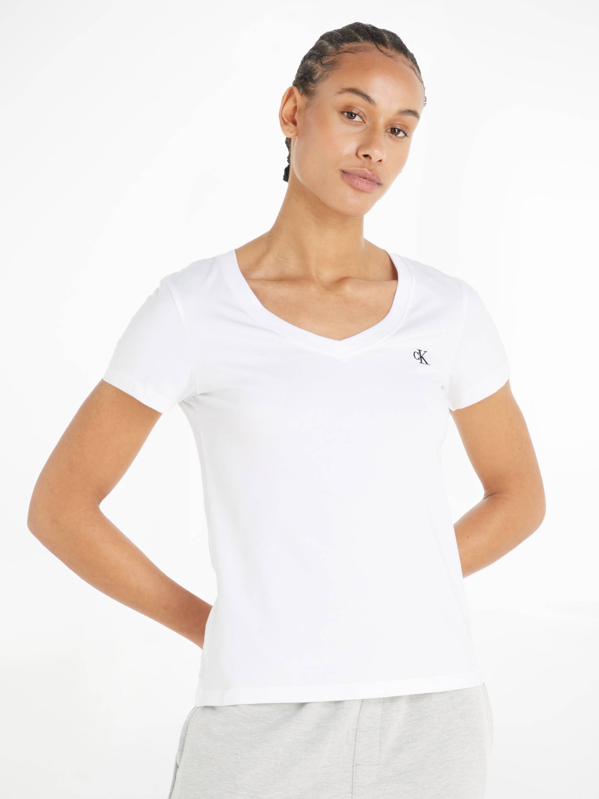 Calvin Klein Jeans V-Shirt »CK EMBROIDERY STRETCH V-NECK«, (1 tlg.), mit kleiner Calvin Klein Logo-Stickerei auf Brusthöhe von Calvin Klein Jeans