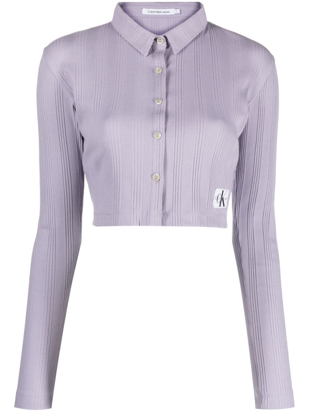 Calvin Klein Jeans cropped ribbed jersey cardigan - Purple von Calvin Klein Jeans