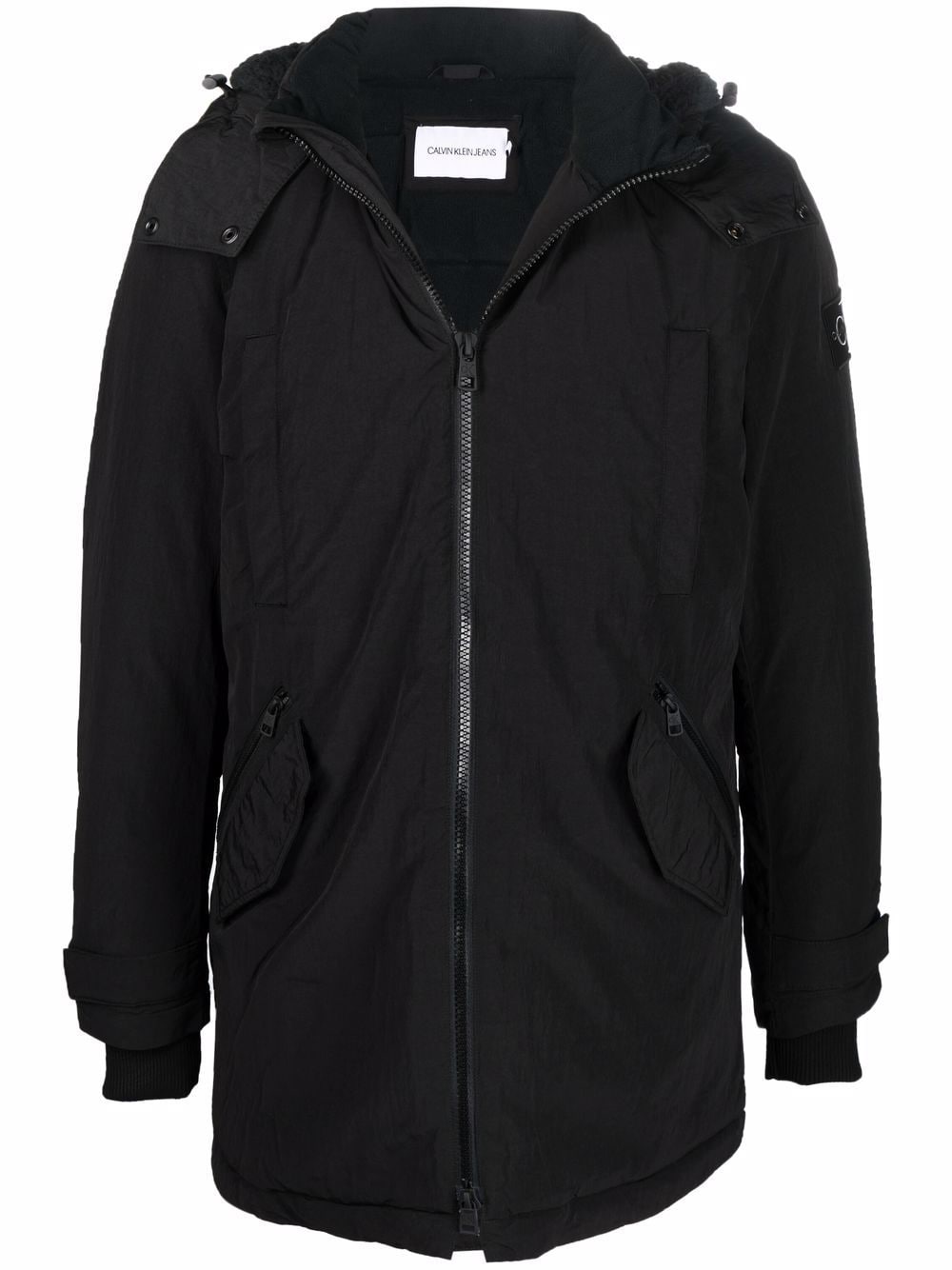 Calvin Klein Jeans hooded logo-patch padded jacket - Black von Calvin Klein Jeans