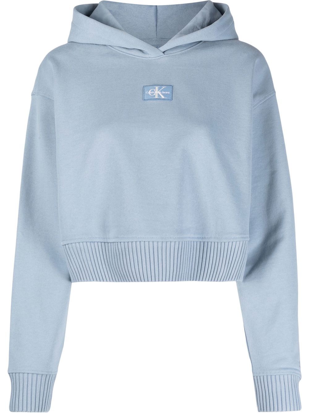 Calvin Klein Jeans logo-patch cropped hoodie - Blue von Calvin Klein Jeans