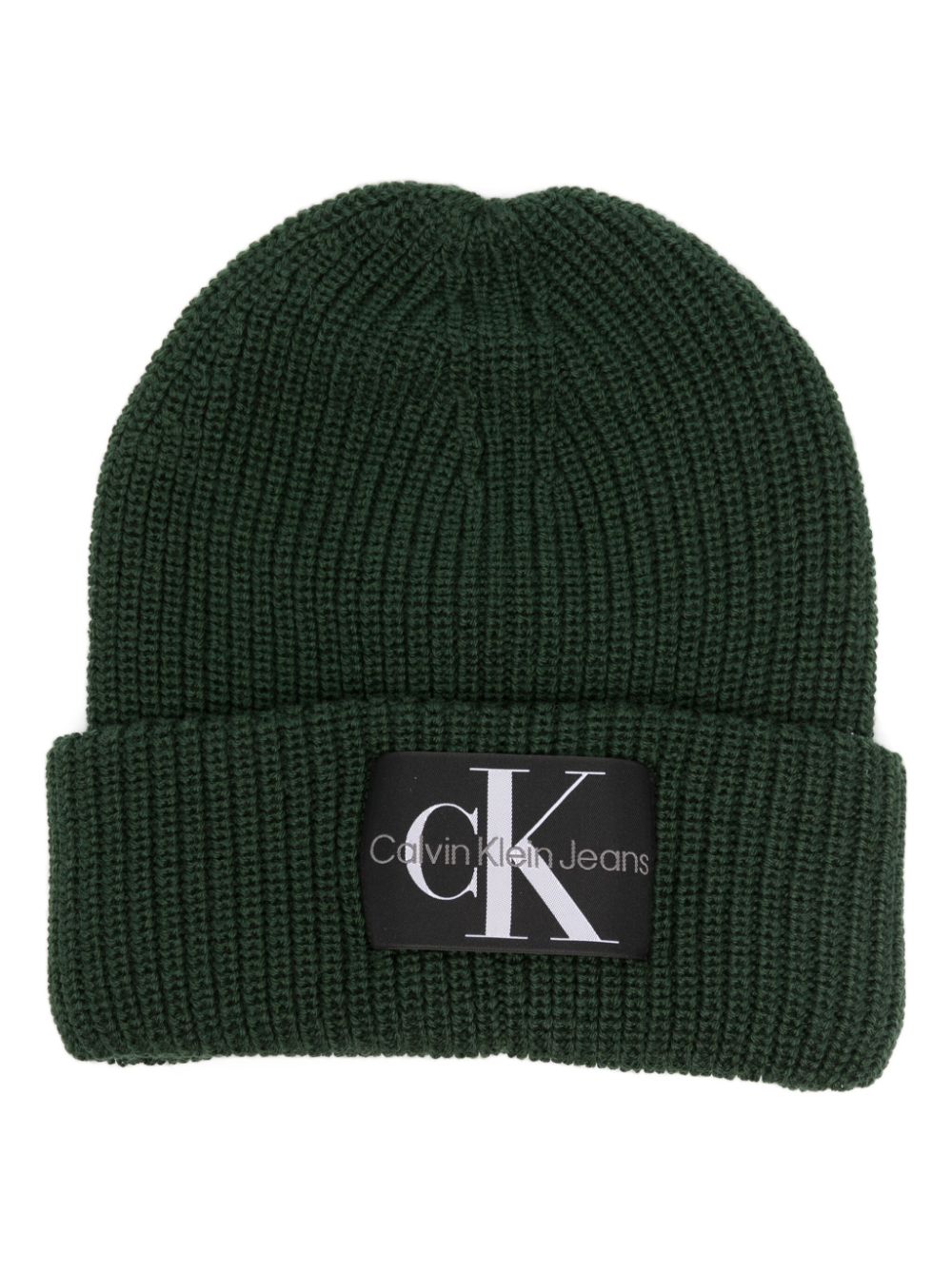 Calvin Klein Jeans logo-patch knitted beanie - Green von Calvin Klein Jeans