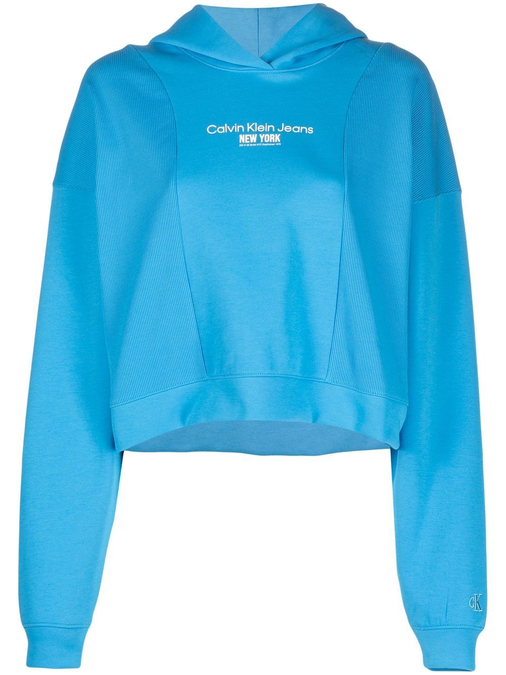 Calvin Klein Jeans logo-print cropped hoodie - Blue von Calvin Klein Jeans