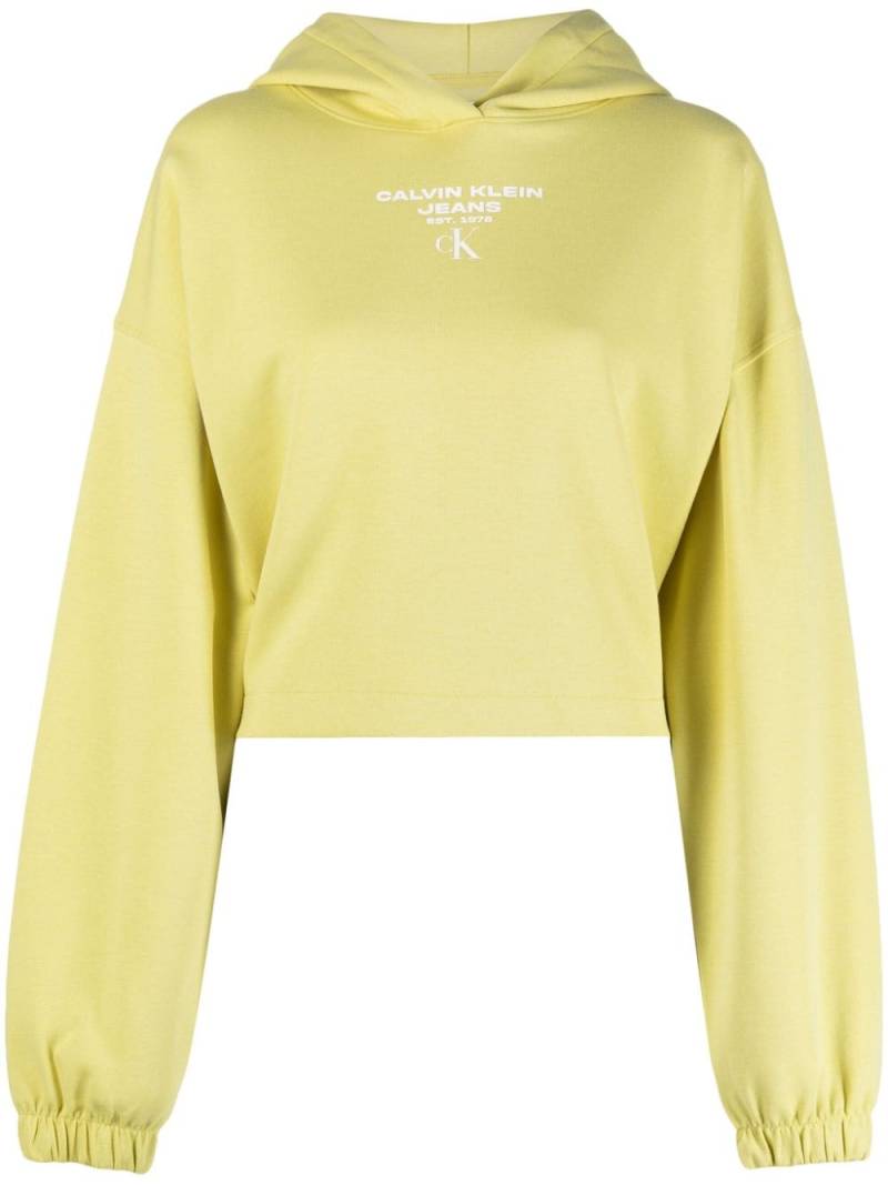 Calvin Klein Jeans logo-print cropped hoodie - Yellow von Calvin Klein Jeans