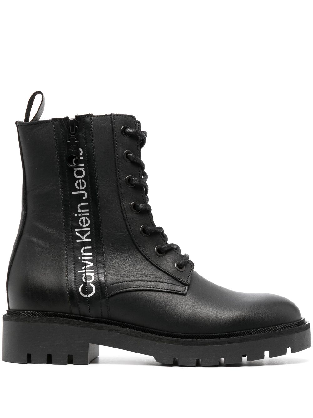 Calvin Klein Jeans logo-print leather boots - Black von Calvin Klein Jeans