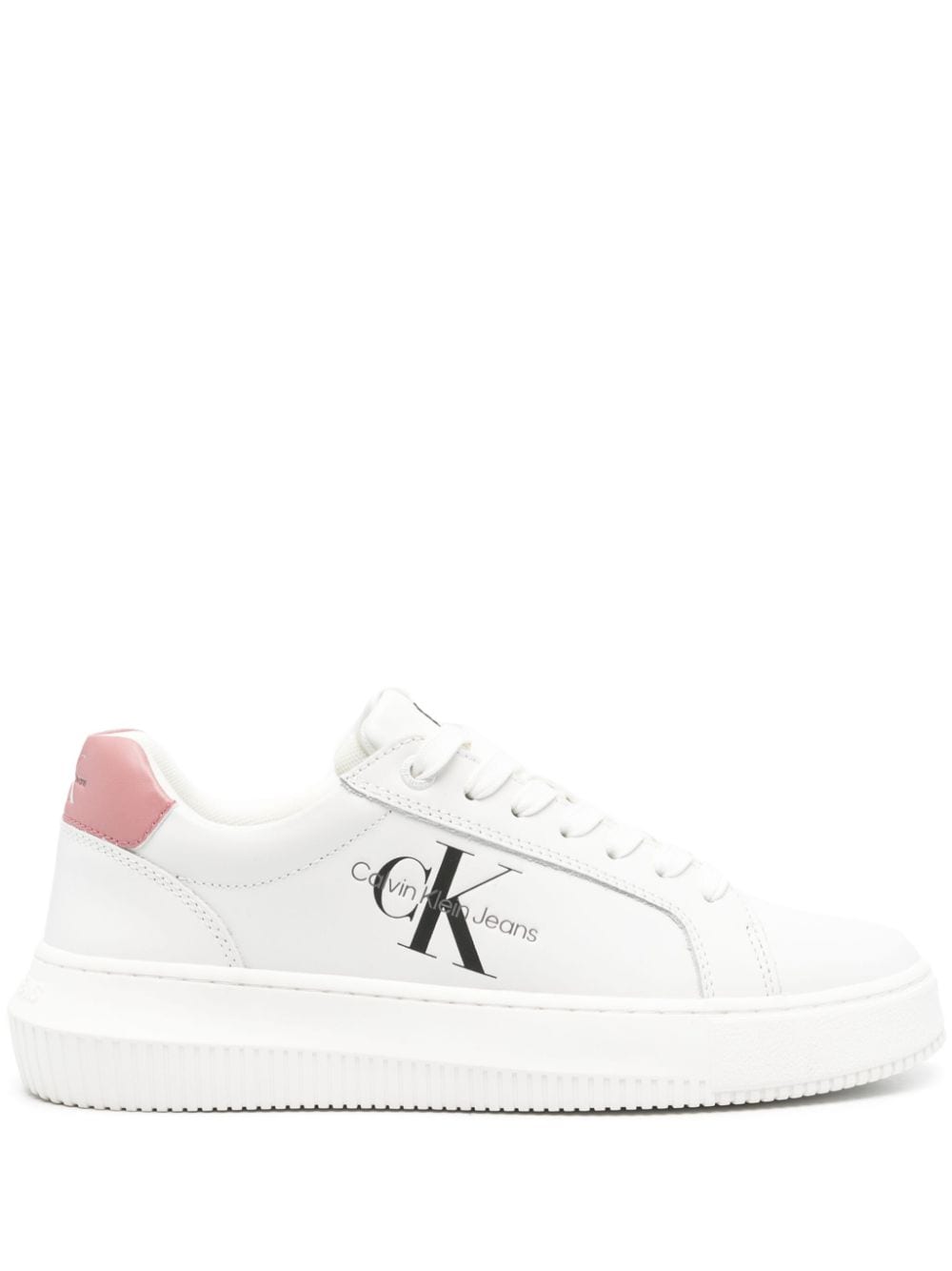 Calvin Klein Jeans logo-print leather sneakers - White von Calvin Klein Jeans