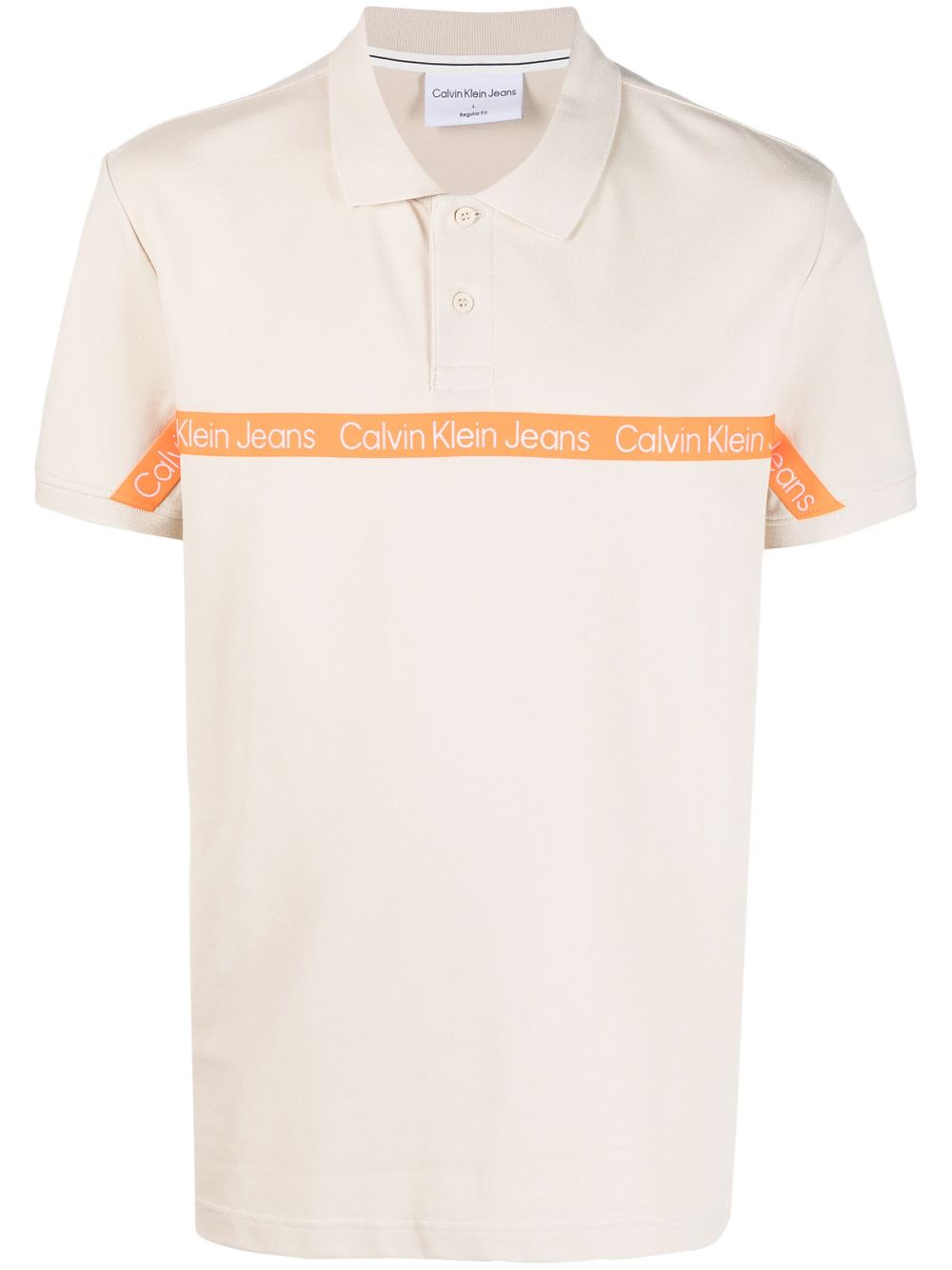 Calvin Klein Jeans logo-trim polo shirt - Neutrals von Calvin Klein Jeans