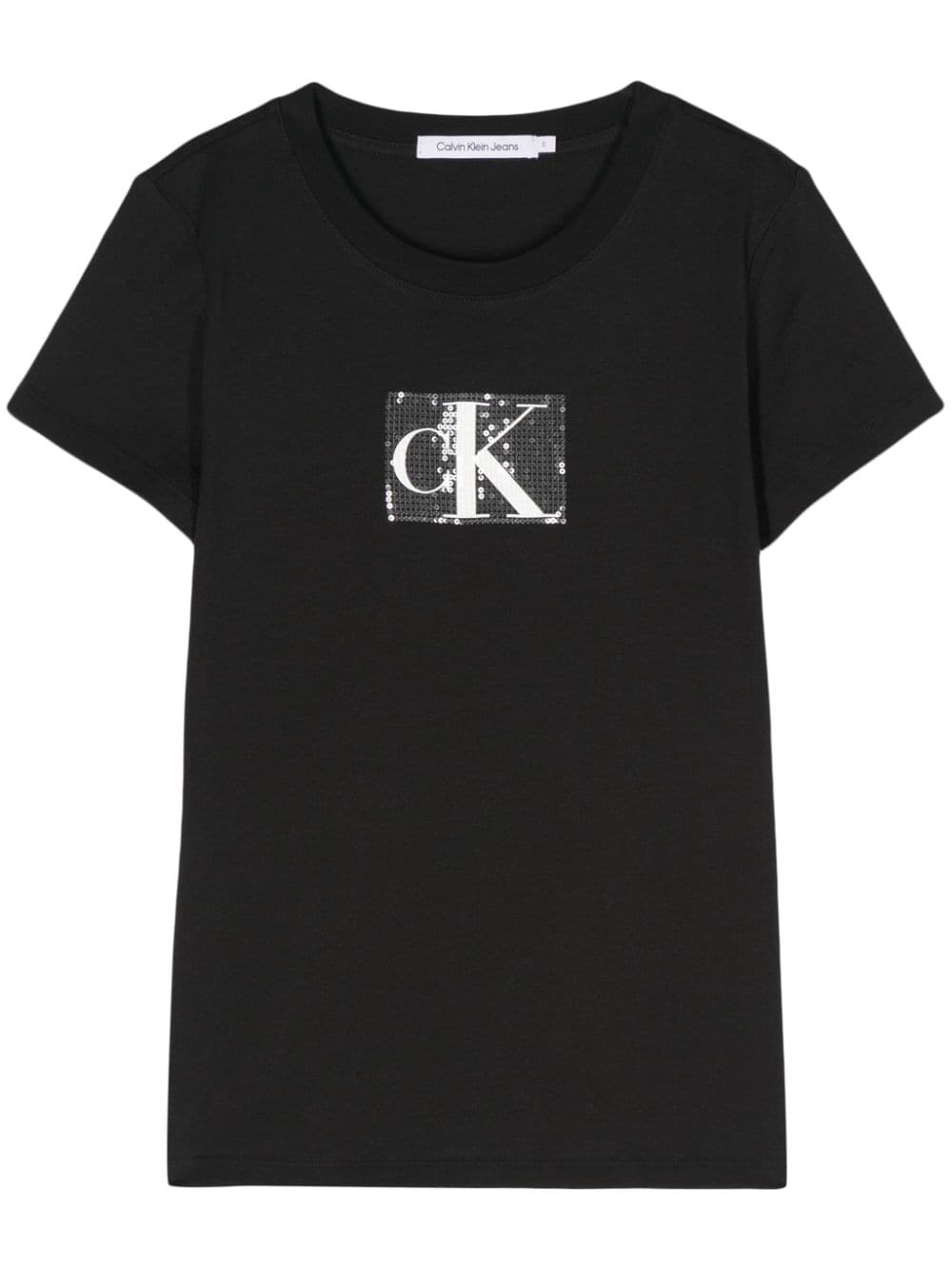 Calvin Klein Jeans sequin-detailed logo-print T-shirt - Black von Calvin Klein Jeans