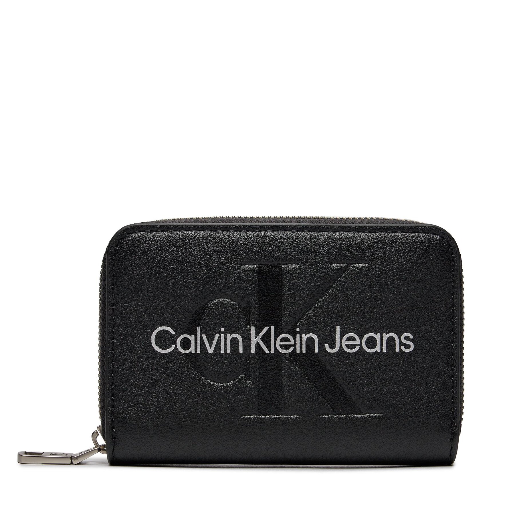 Große Damen Geldbörse Calvin Klein Jeans Sculpted Med Zip Around Mono K60K607229 Black/Metallic Logo 0GL von Calvin Klein Jeans