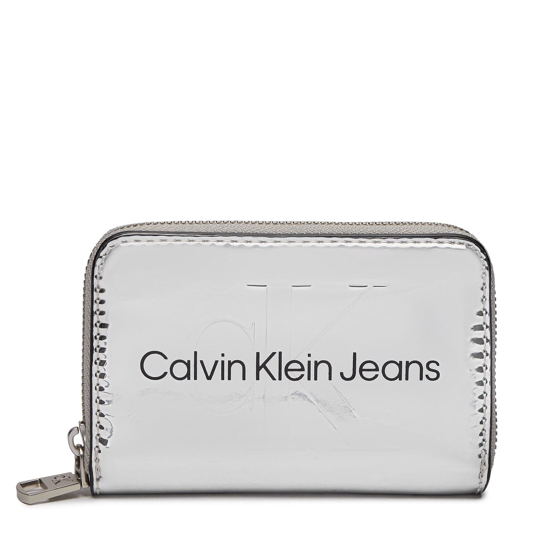 Große Damen Geldbörse Calvin Klein Jeans Sculpted Med Zip Around Mono S K60K611863 Silver 0IM von Calvin Klein Jeans
