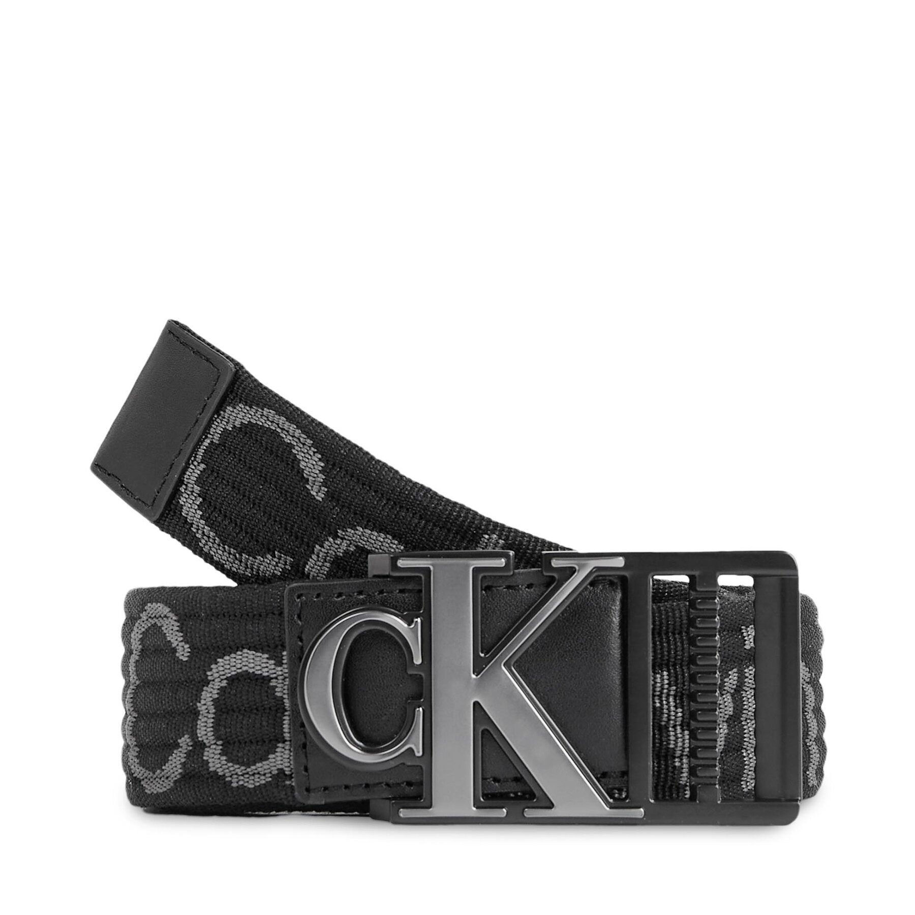 Herrengürtel Calvin Klein Jeans Monogram Slider Webbing Belt35Mm K50K511819 Black/Pinstripe Grey 01R von Calvin Klein Jeans
