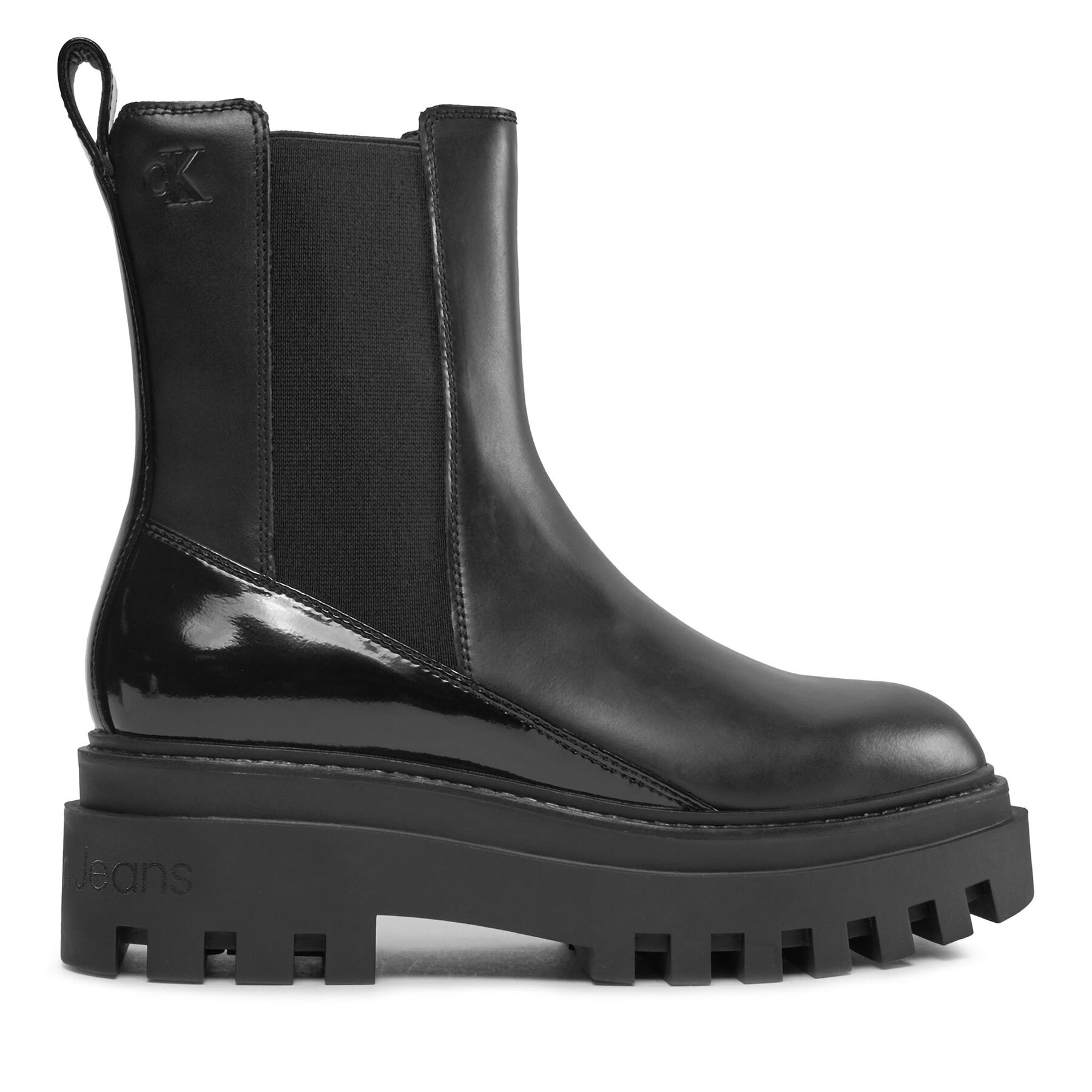 Klassische Stiefeletten Calvin Klein Jeans Chunky Boot Chelsea Lth Mg Sat YW0YW01286 Schwarz von Calvin Klein Jeans