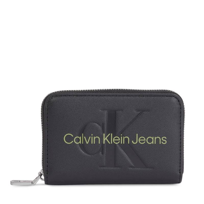 Kleine Damen Geldbörse Calvin Klein Jeans Sculpted Med Zip Around Mono K60K607229 Black/Dark Juniper 0GX von Calvin Klein Jeans