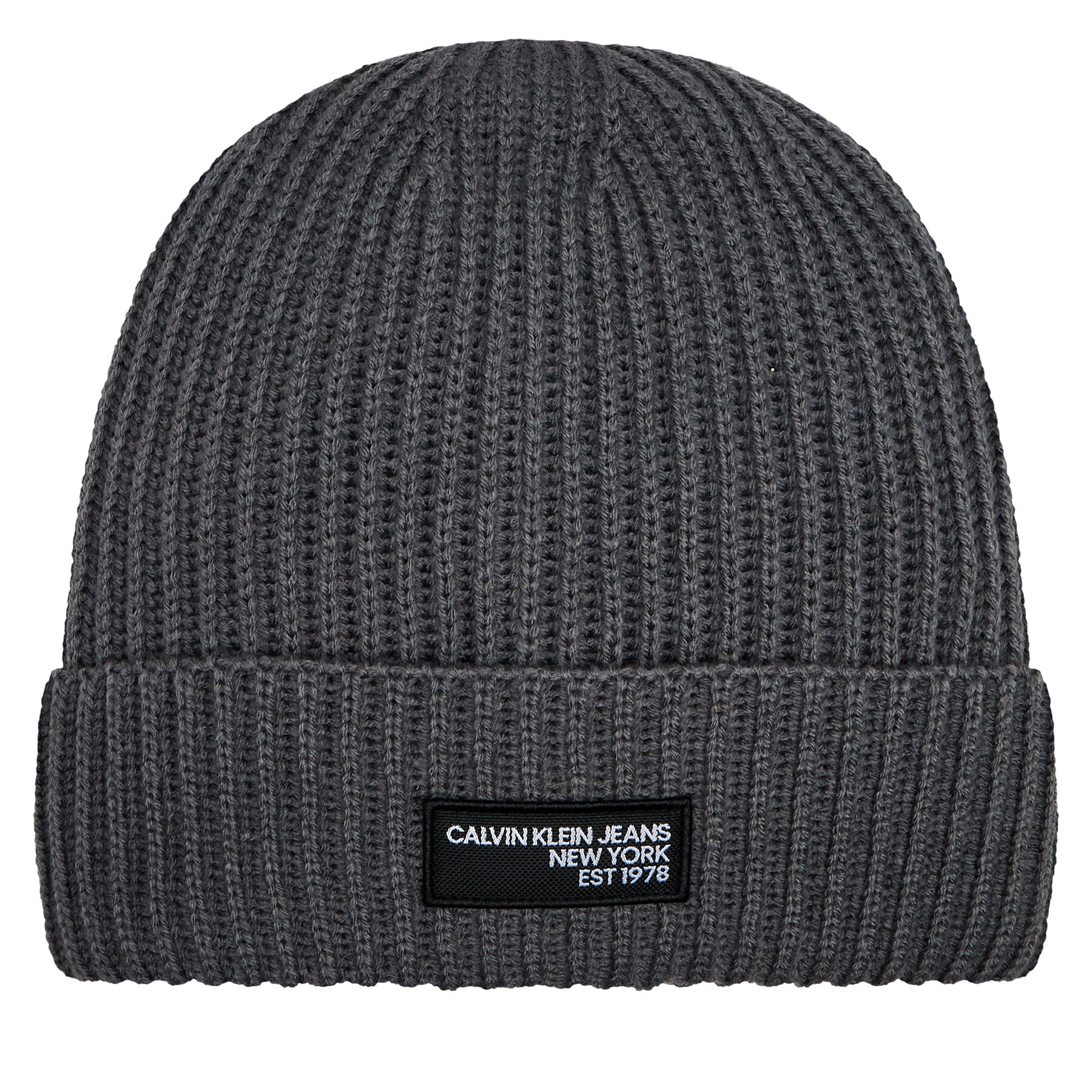 Mütze Calvin Klein Jeans Seasonal Patch Beanie K50K511430 Dark Grey PSM von Calvin Klein Jeans