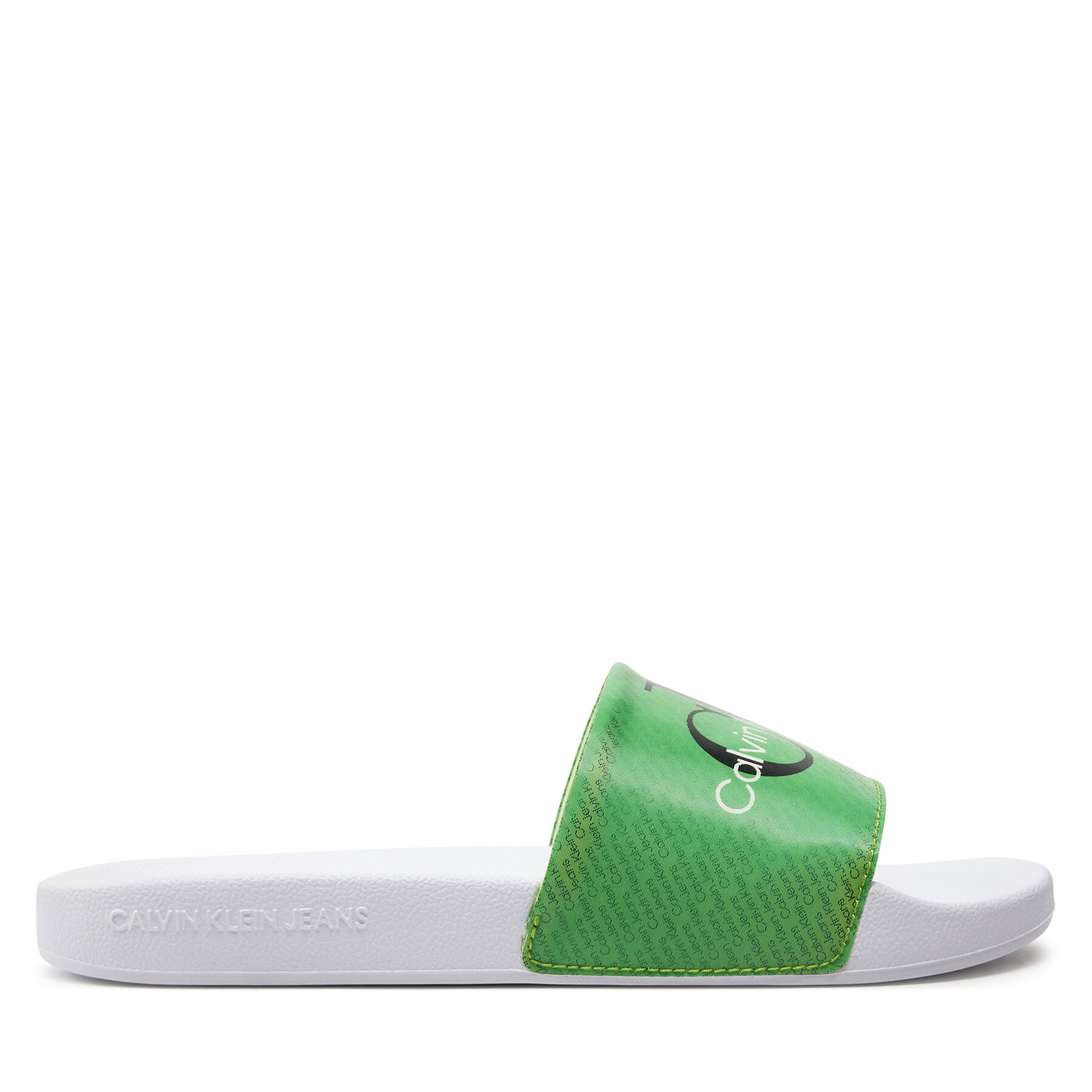 Pantoletten Calvin Klein Jeans Slide Lenticular Ml Wn YW0YW01403 Bright White/Icicle/Classic Green 02J von Calvin Klein Jeans