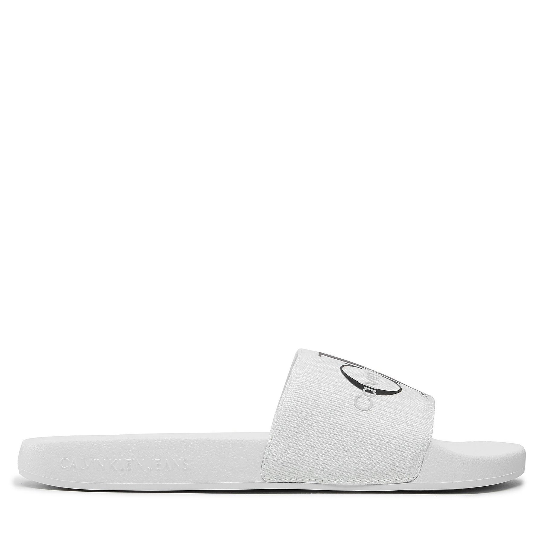 Pantoletten Calvin Klein Jeans Slide Monogram Co YM0YM00061 White YBR von Calvin Klein Jeans