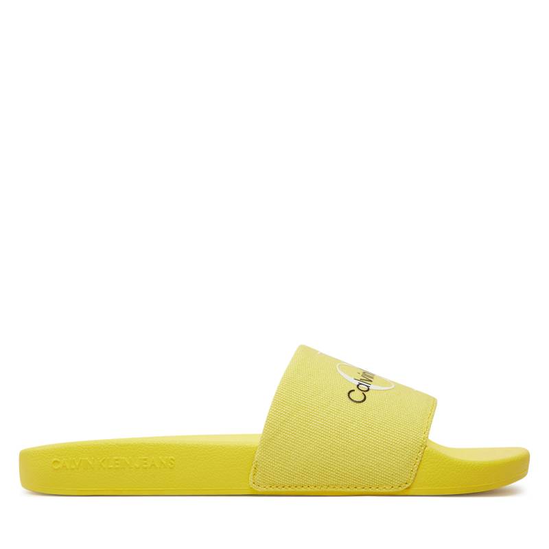 Pantoletten Calvin Klein Jeans Slide Monogram Co YW0YW00103 Blazing Yellow/Bright White 0LJ von Calvin Klein Jeans