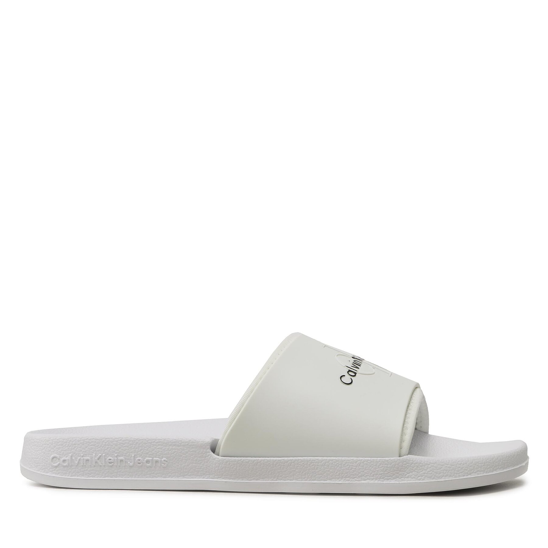 Pantoletten Calvin Klein Jeans Slide Monogram Tpu YM0YM00361 White YBR von Calvin Klein Jeans