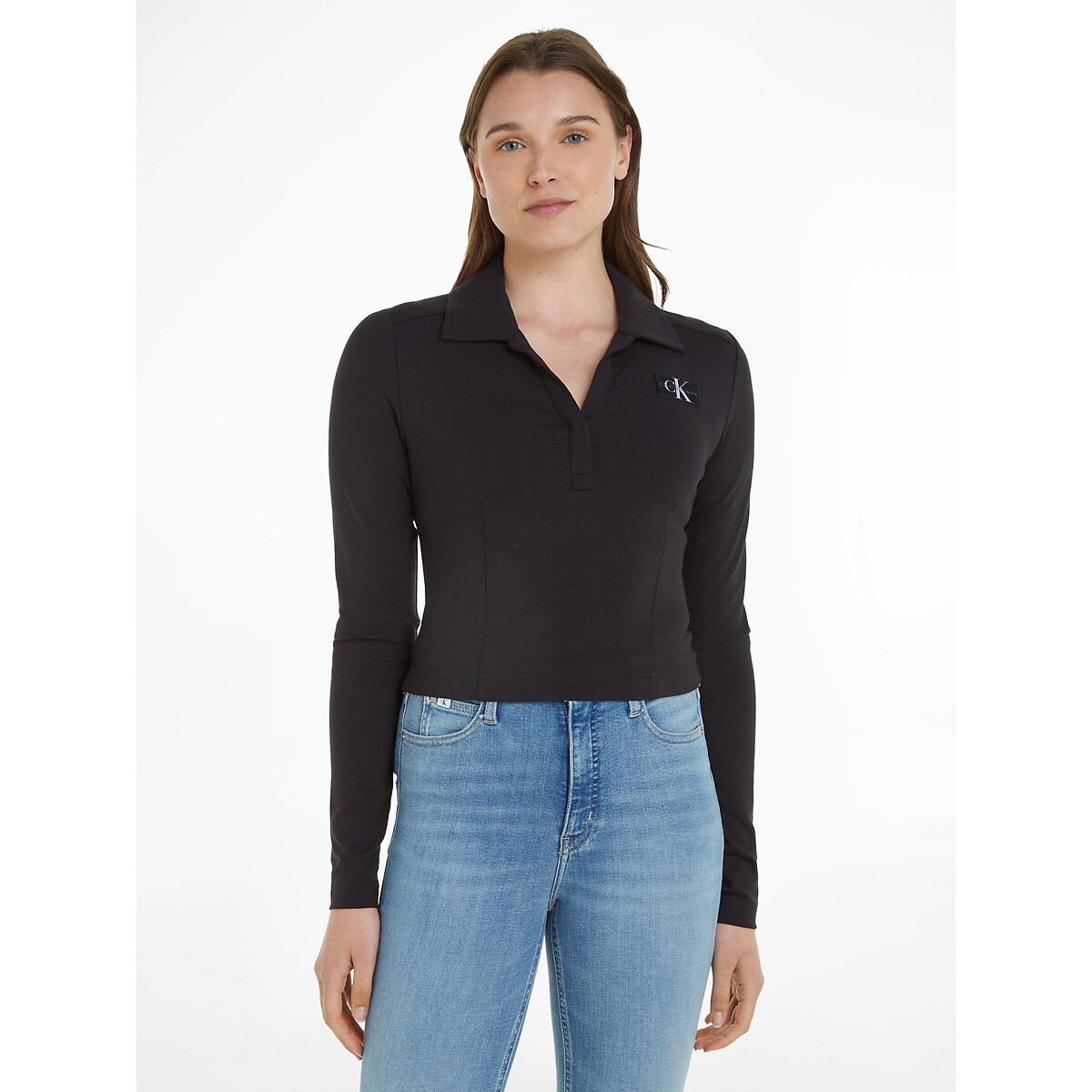 Poloshirt mit langen Ärmeln, Cropped-Länge von Calvin Klein Jeans