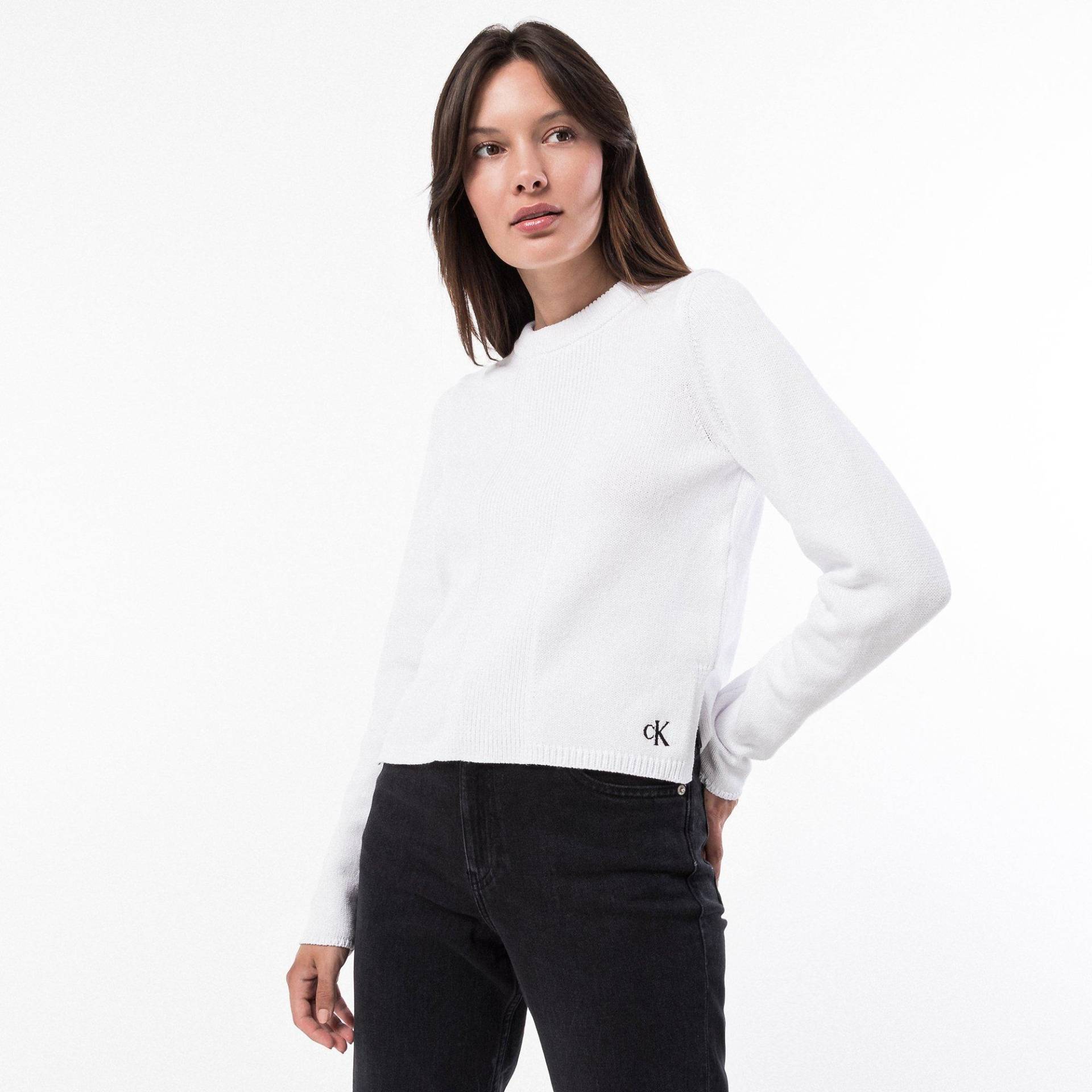 Pullover, Rundhals, Langarm Damen Weiss XS von Calvin Klein Jeans