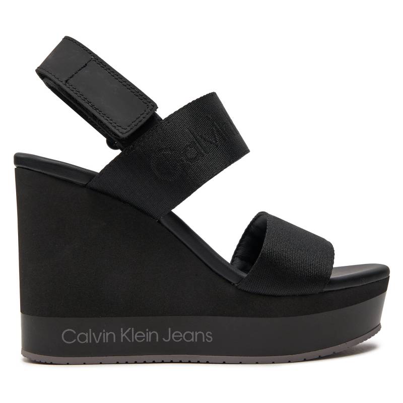 Sandalen Calvin Klein Jeans Wedge Sandal Webbing In Mr YW0YW01360 Black 0GO von Calvin Klein Jeans