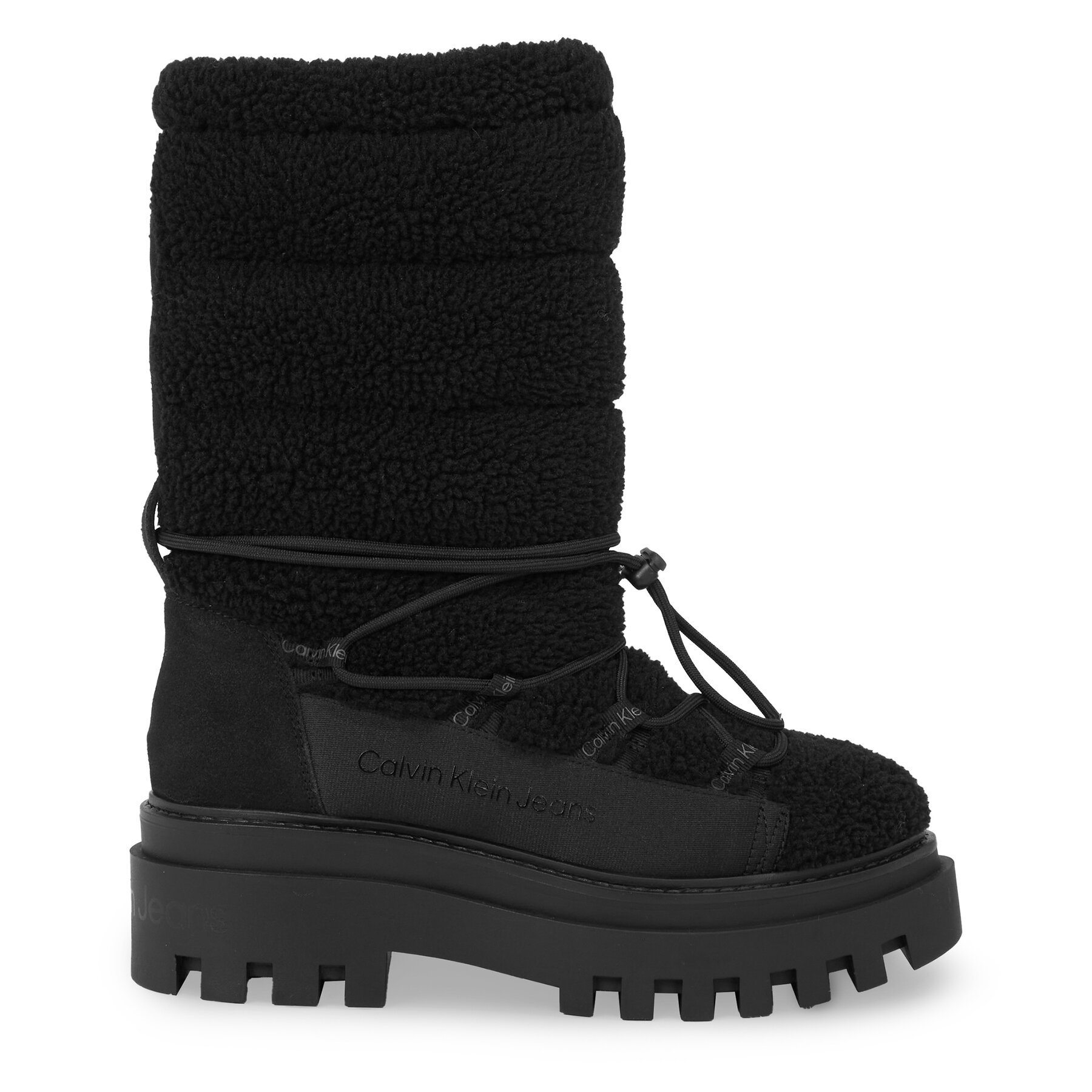 Schneeschuhe Calvin Klein Jeans Flatform Snow Boot Sherpa Wn YW0YW01195 Triple Black 0GT von Calvin Klein Jeans