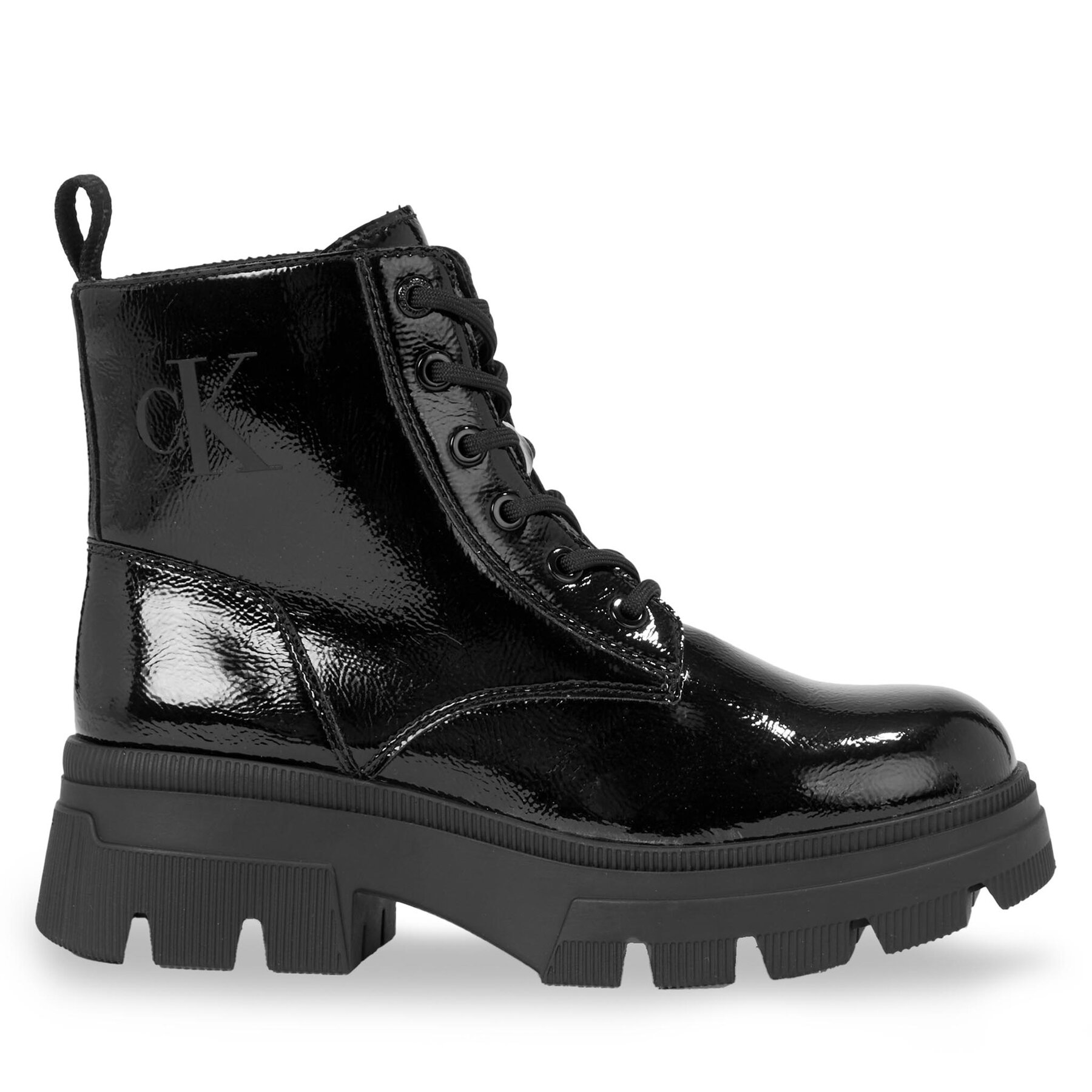 Schnürstiefeletten Calvin Klein Jeans Chunky Combat Laceup Boot Wn YW0YW01265 Triple Black 0GT von Calvin Klein Jeans