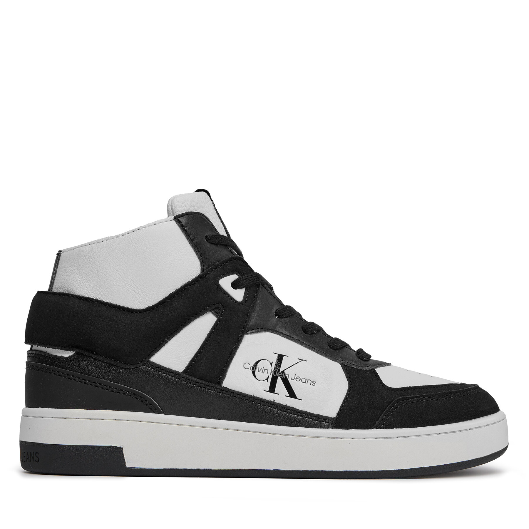 Sneakers Calvin Klein Jeans Basket Cupsole Mid Lth Ml Fad YM0YM00883 Bright White/Black 01W von Calvin Klein Jeans