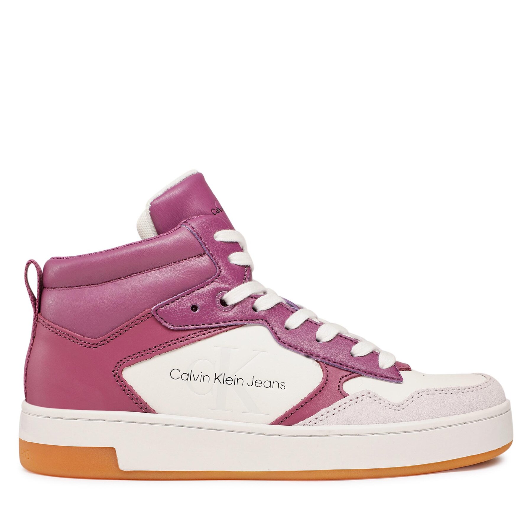 Sneakers Calvin Klein Jeans Basket Cupsole Mid Lth Mono YW0YW00877 Amethyst/Ghost Grey/White 0KB von Calvin Klein Jeans