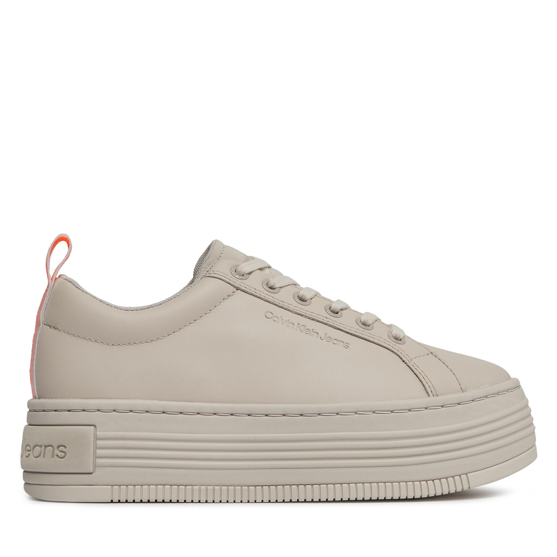 Sneakers Calvin Klein Jeans Bold Flatf Low Laceup Lth In Lum YW0YW01309 Eggshell/Shocking Orange 0GI von Calvin Klein Jeans