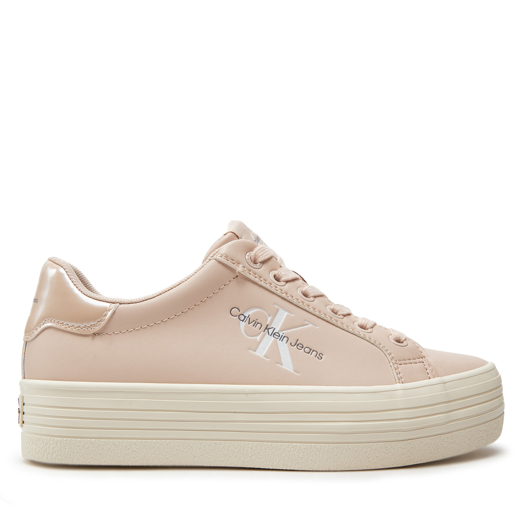 Sneakers Calvin Klein Jeans Bold Vulc Flatf Lace Lth Met YW0YW01393 Whisper Pink ABJ von Calvin Klein Jeans