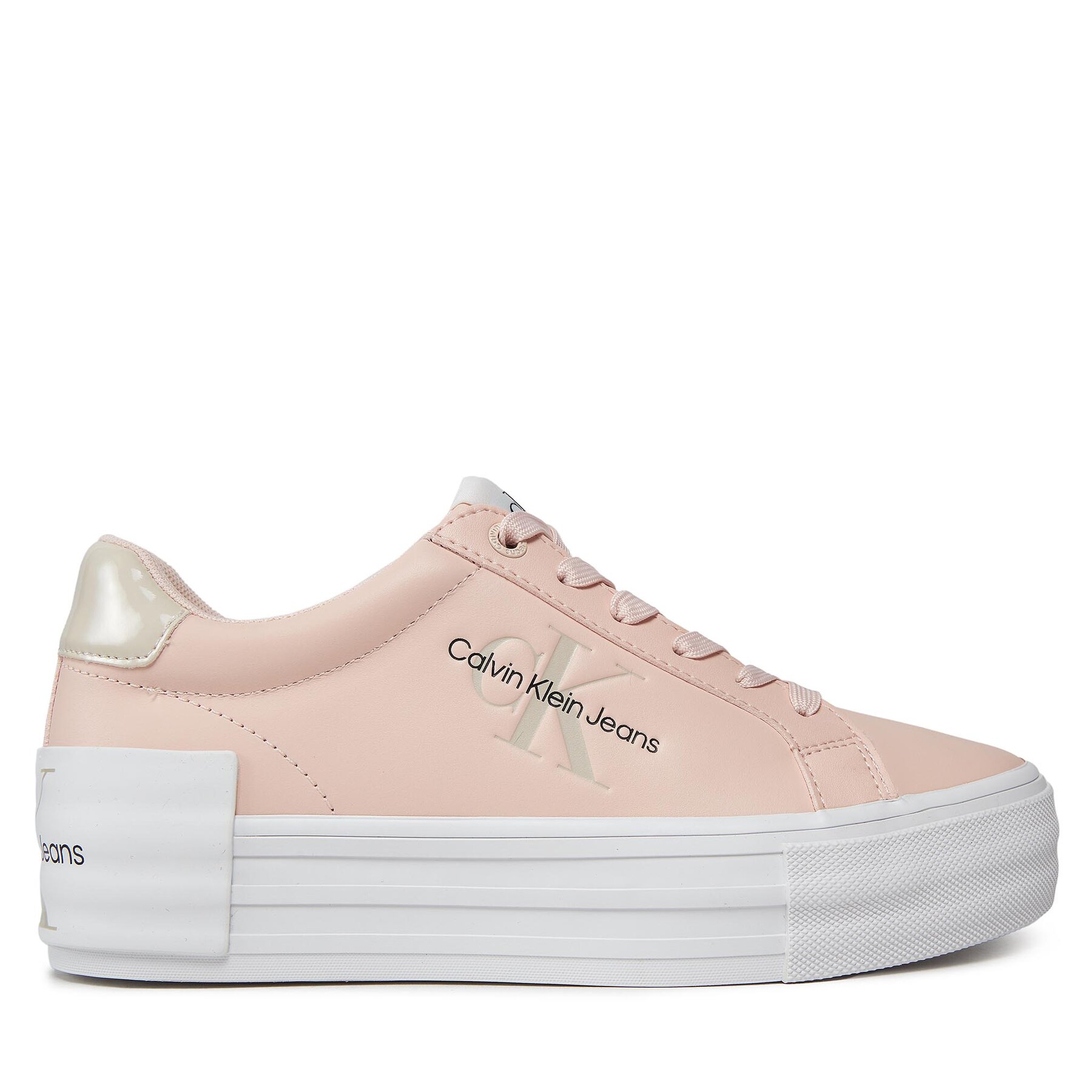 Sneakers Calvin Klein Jeans Bold Vulc Flatf Low Lace Lth Ml YW0YW01294 Peach Blush/Eggshell 0J2 von Calvin Klein Jeans