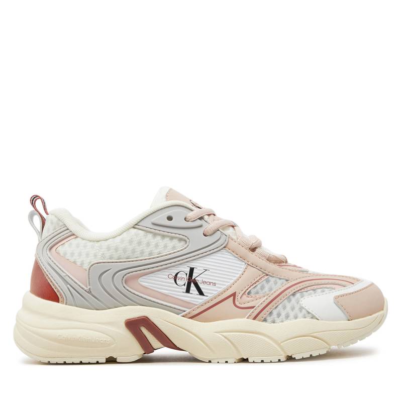 Sneakers Calvin Klein Jeans Retro Tennis Low Lace Mh Ml Met YW0YW01373 White/Whisper Pink/Cedar Wood 02S von Calvin Klein Jeans